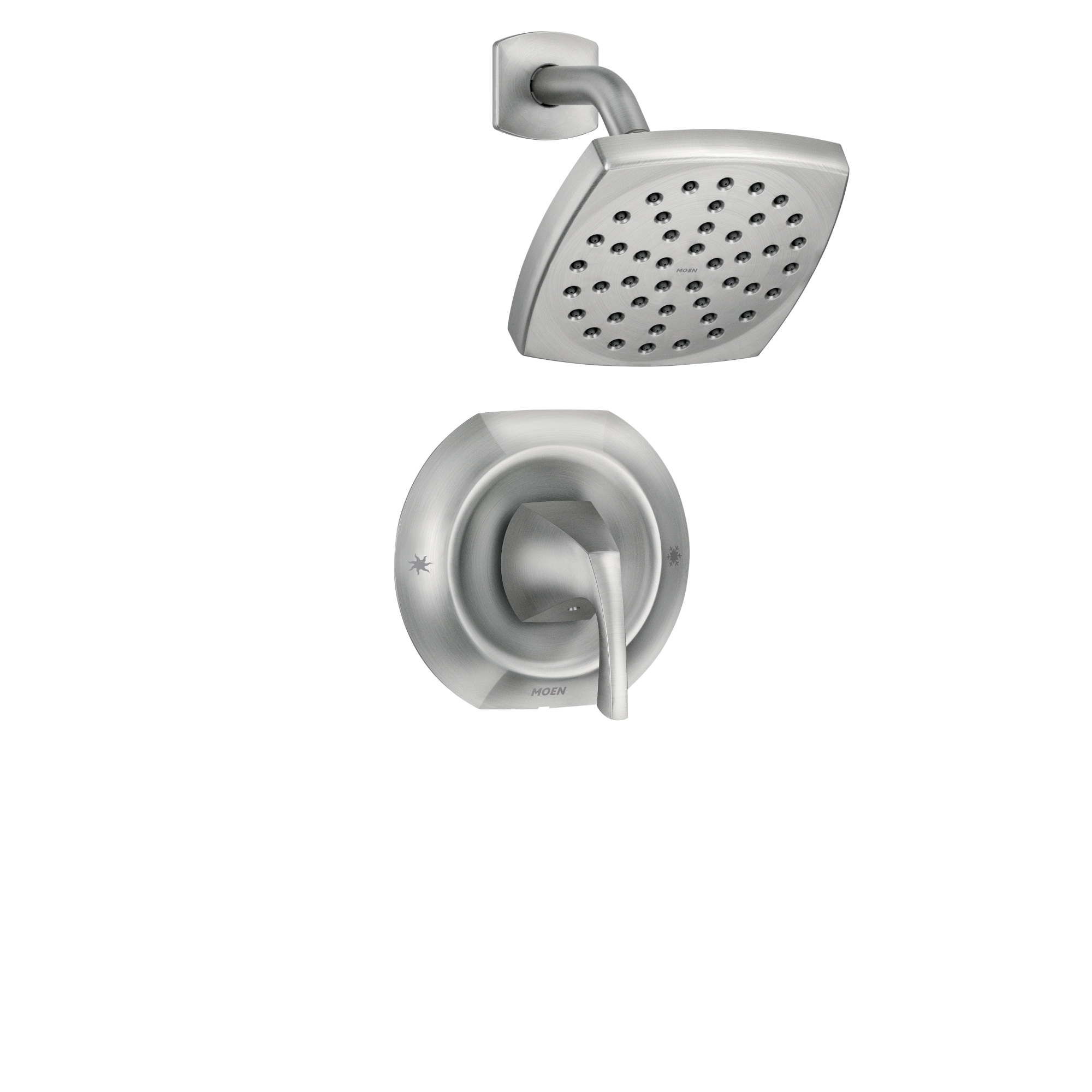 Moen Lindor Shower Head and Lever Handle Set, Spot Resist Brushed Nickel 1- handle Single Function Square Shower Faucet Valve Included in the Shower  Faucets department at