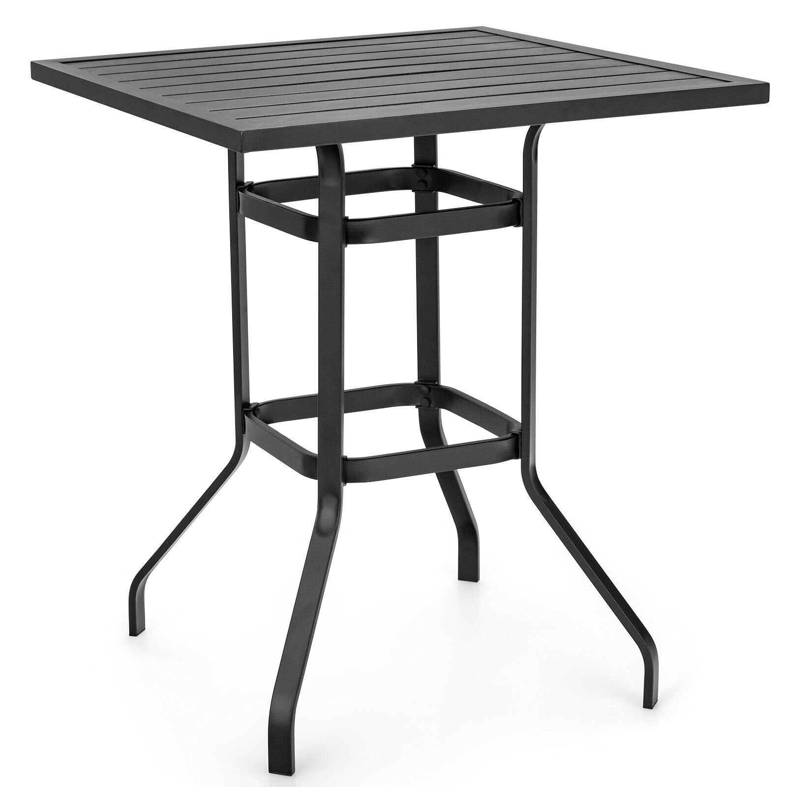 Volenca 32-in Outdoor Steel Square Patio Bar Table with Powder-Coated Tabletop and Anti-Slip Foot Pads