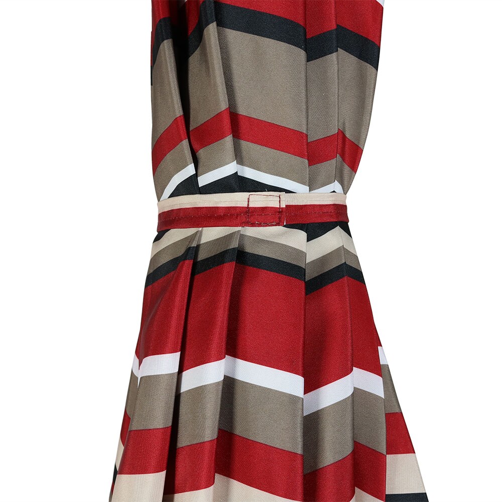 9-Foot Red and Beige Striped Aluminum Patio Umbrella