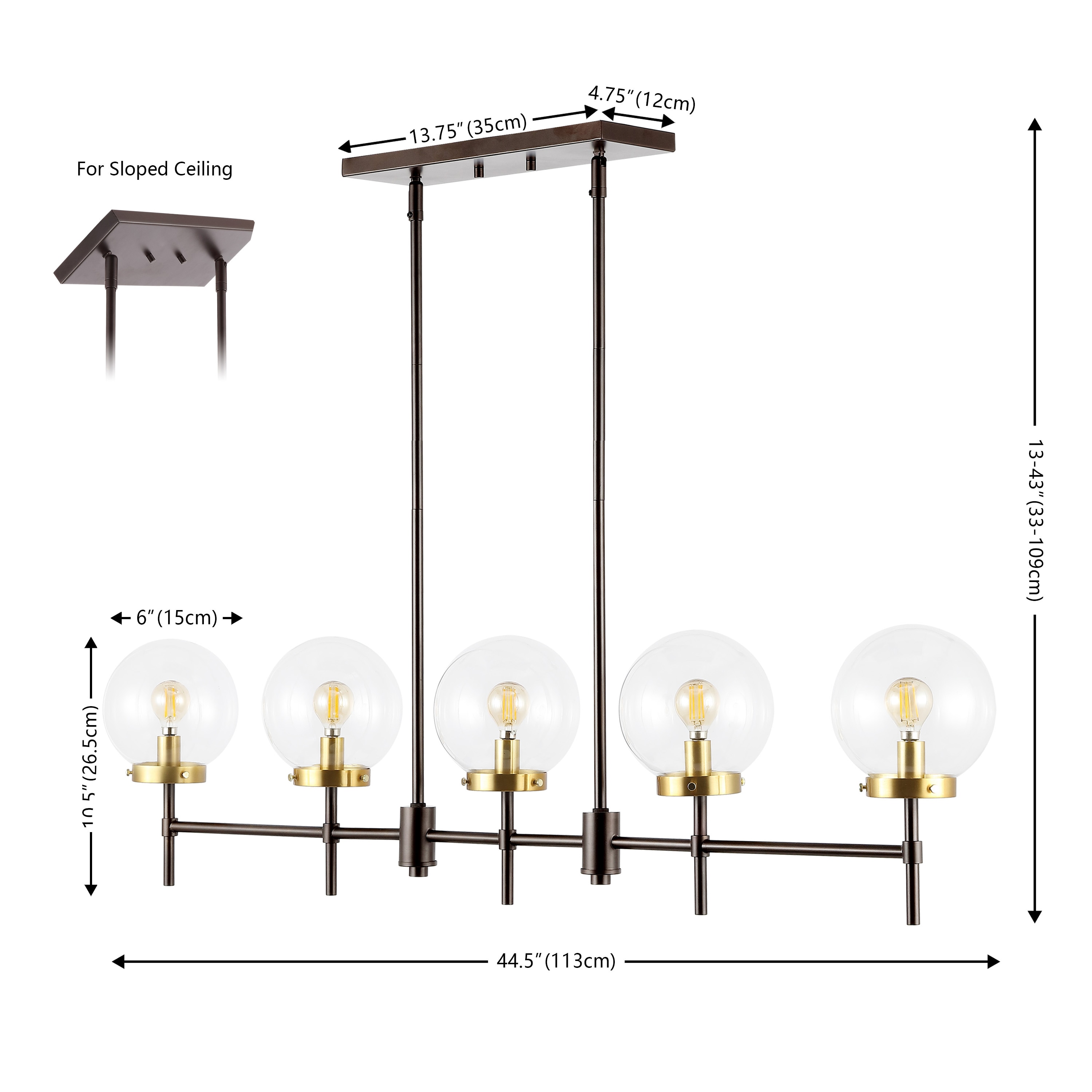 Mylah 5-Light Oil Rubbed Bronze Glass Globe Pendant