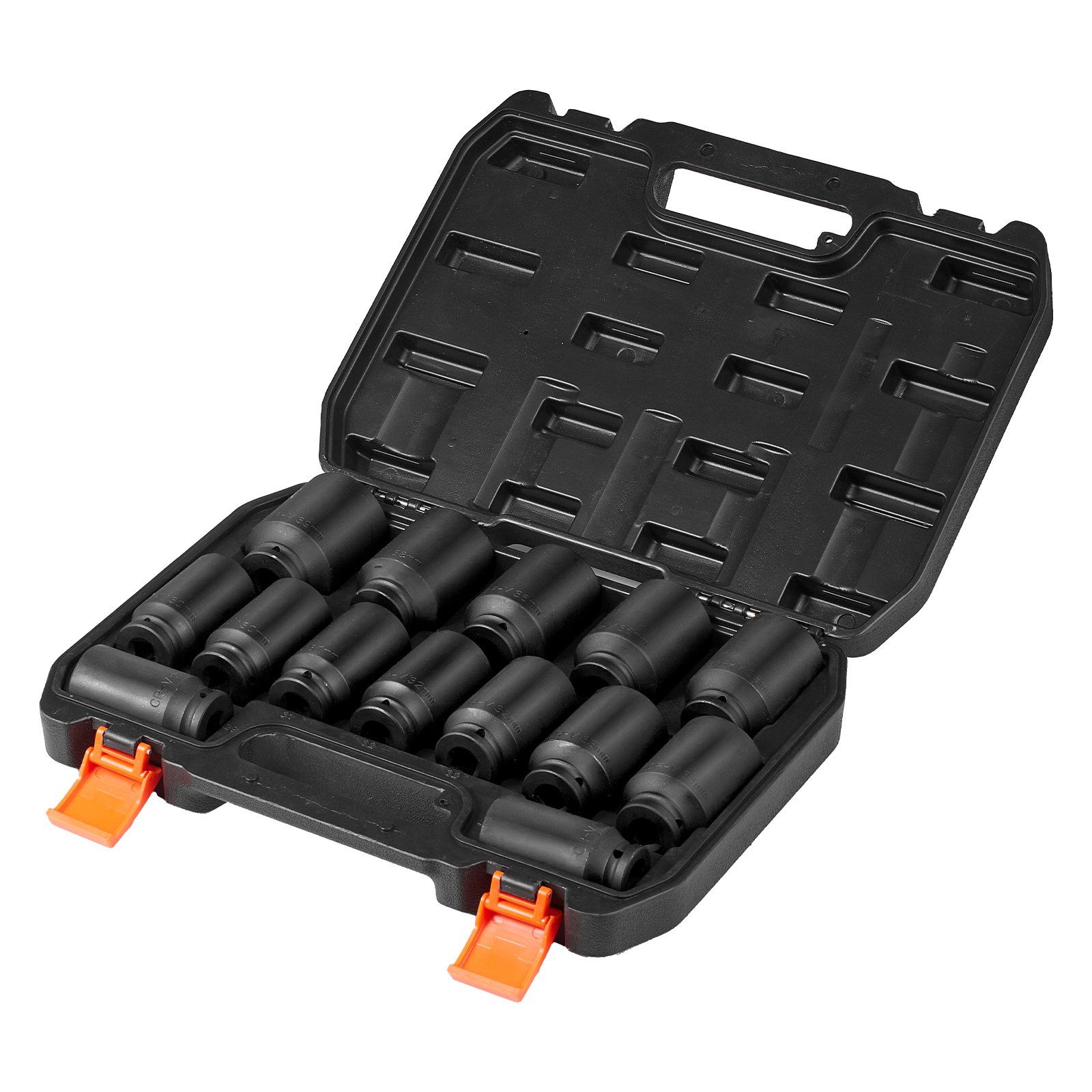 Slickblue 14-Piece Metric 1/2-in Drive 27 to 39mm 6 and 12-Point Deep Impact Socket Set with Carrying Case for Automotive Repair