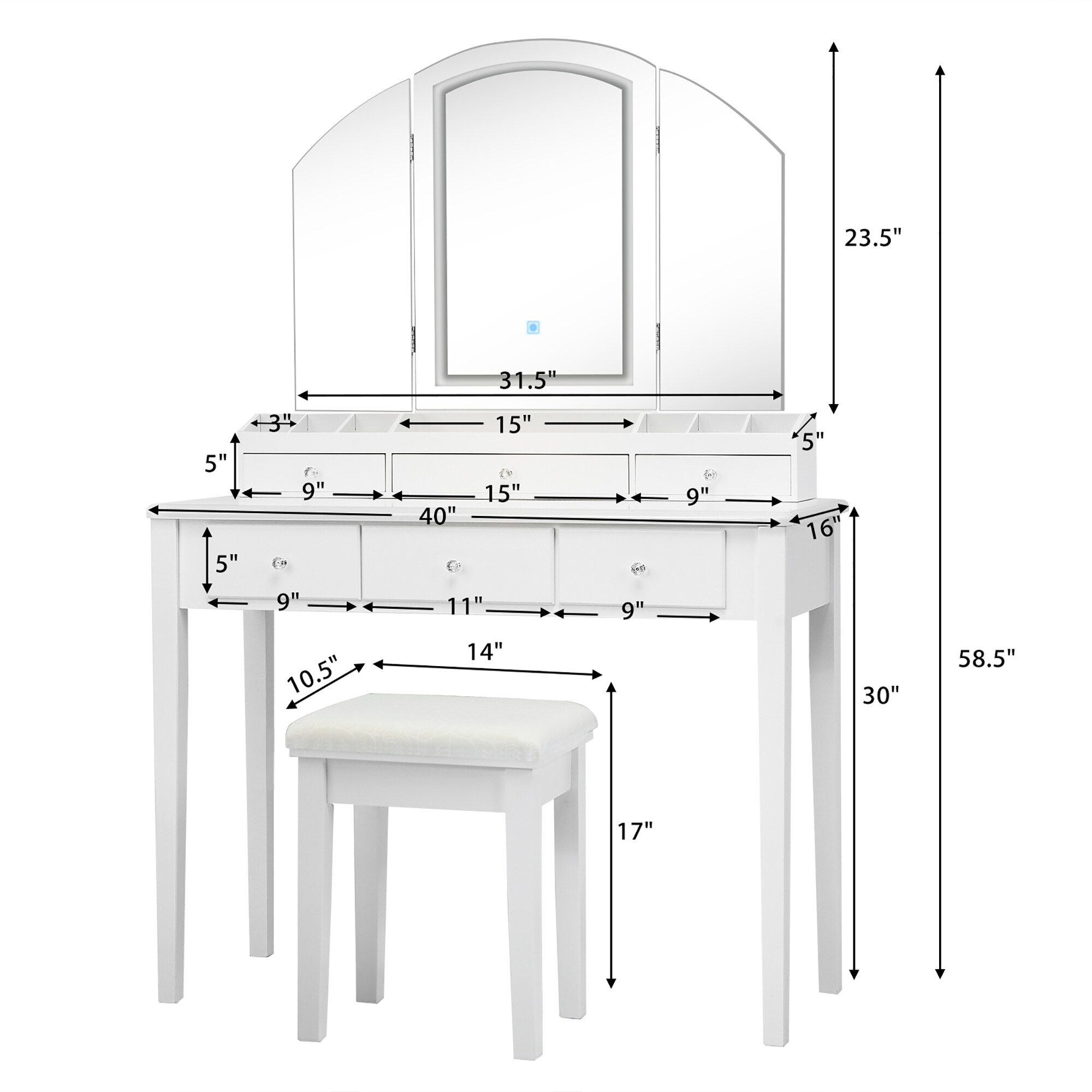 Costway CSHY001304 Bedroom-Vanities - View #3