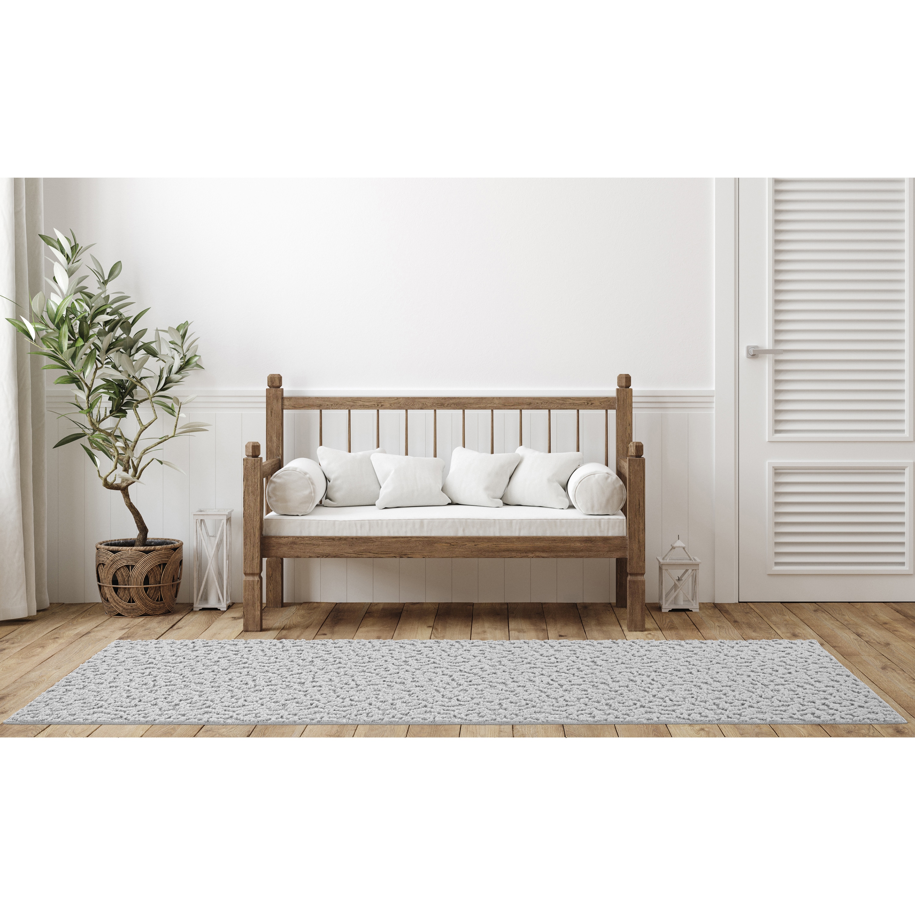 Garland Rug CL010N024144D7 Ivy 2 x 12 (ft) Tufted Polypropylene Silver Rectangular Indoor Floral/Botanical Farmhouse/Cottage Runner rug