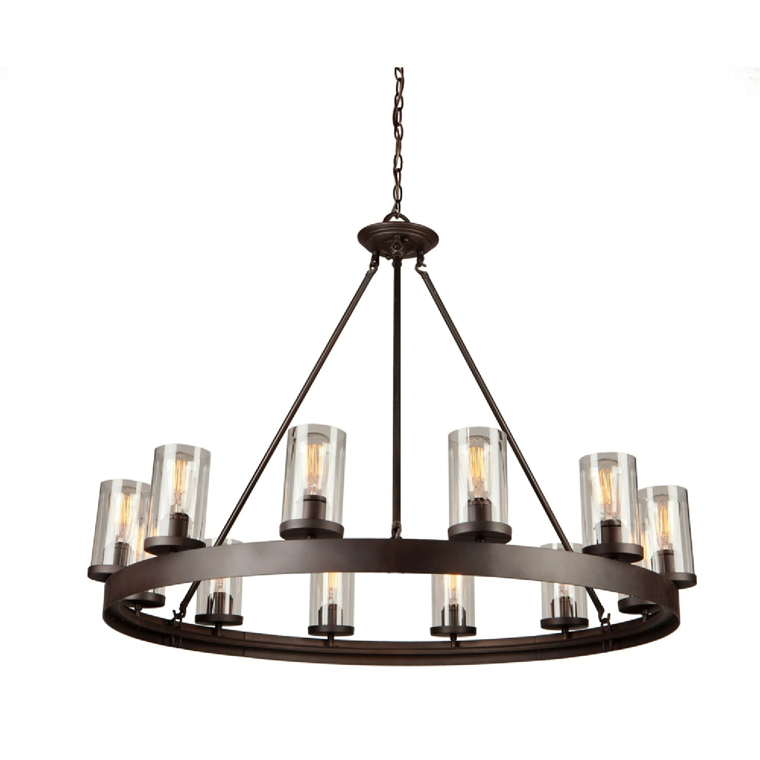 Oil Rubbed Bronze 12-Light Chandelier with Clear Glass Shades
