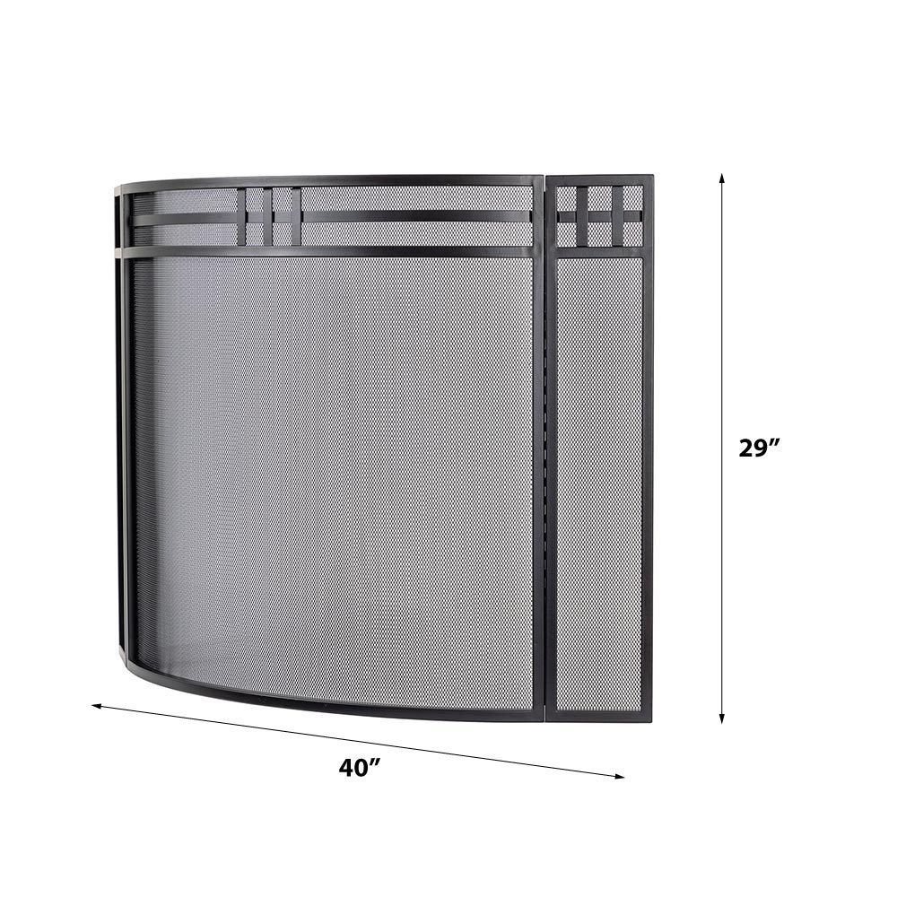 Mill Creek Black 3-Panel Mesh Fireplace Screen