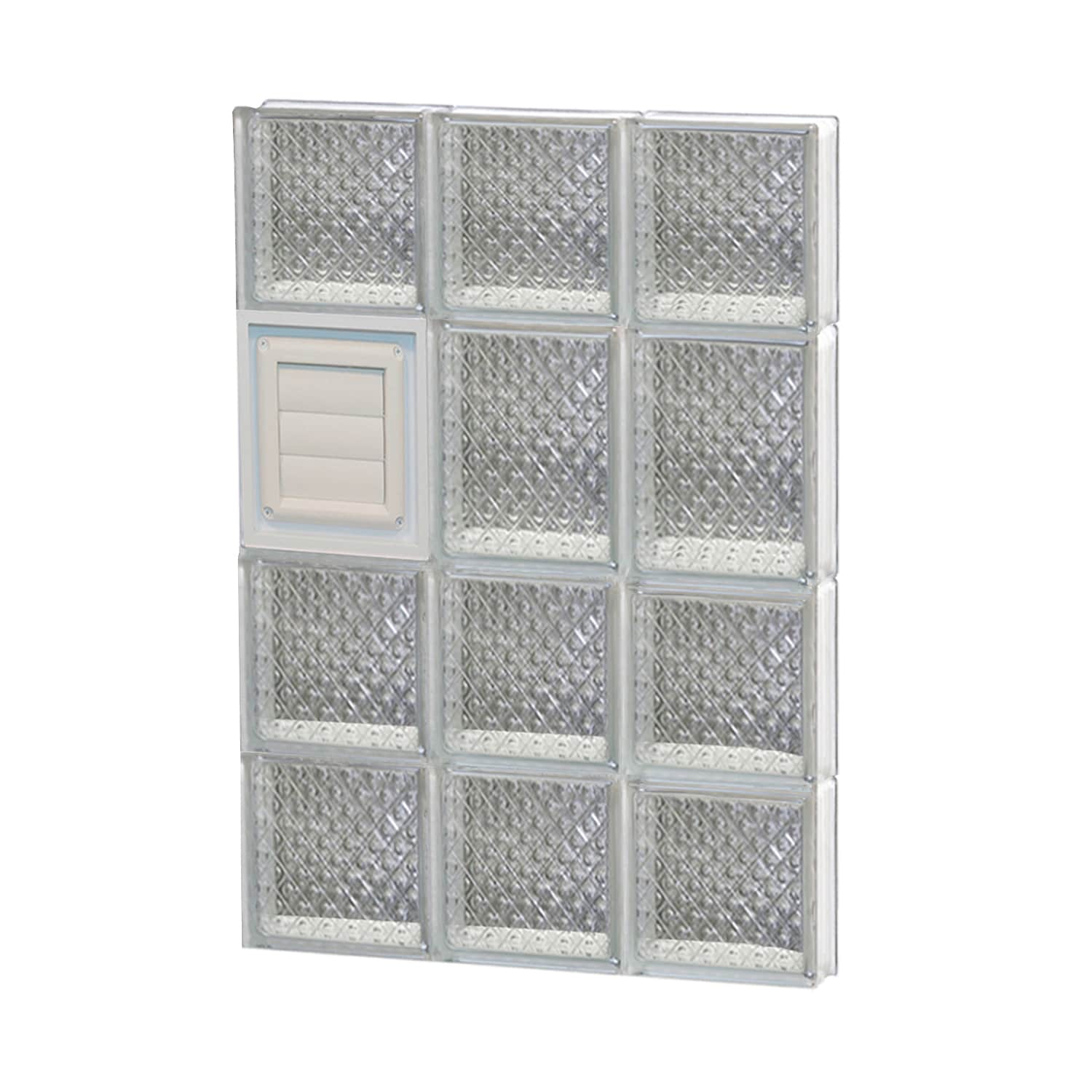 REDI2SET D1826DP Diamond Glass 17-1/4-in x 25-in Frameless Replacement Dryer vent Glass Block Window
