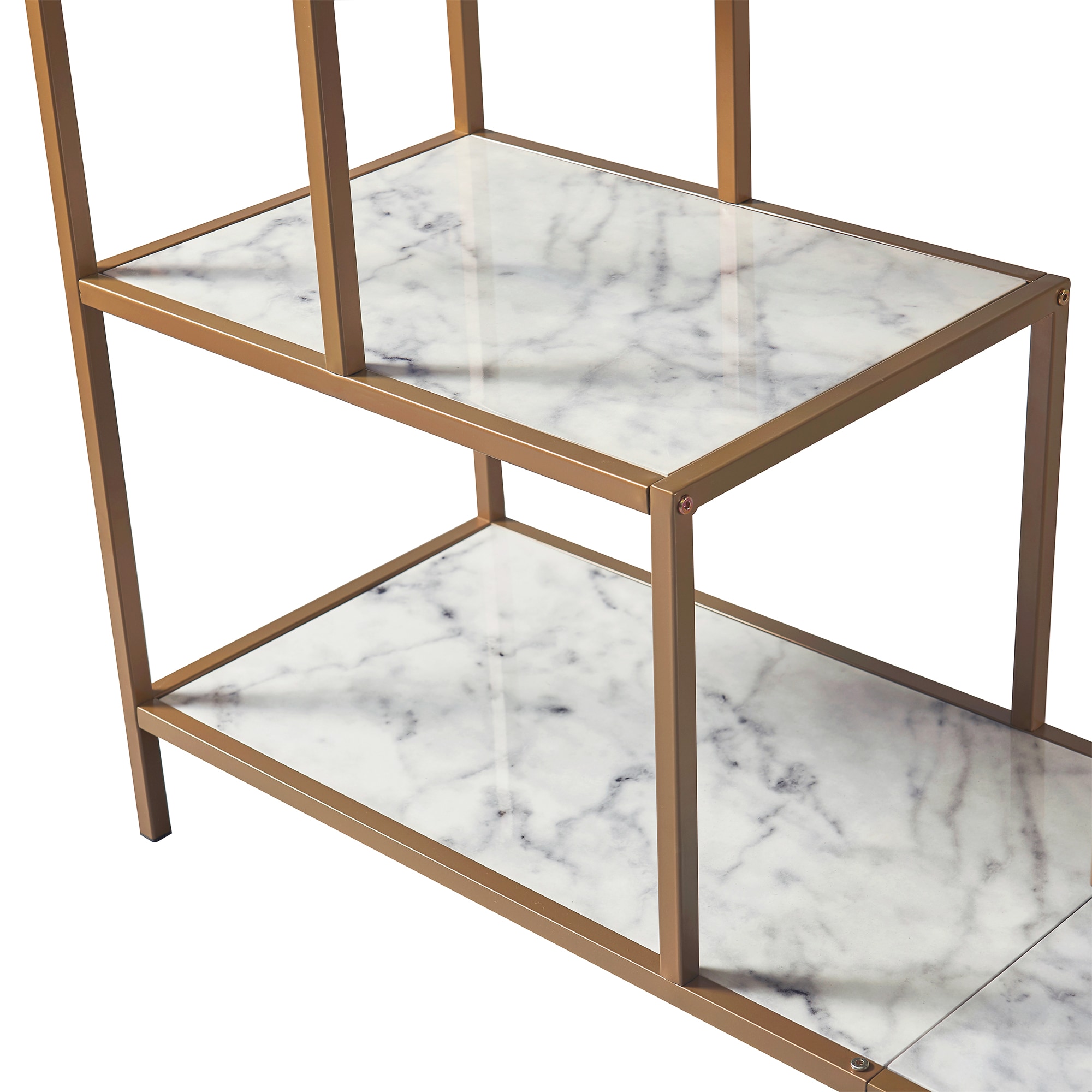 Elegant Marmo 54" Faux Marble Top TV Stand with Brass Finish