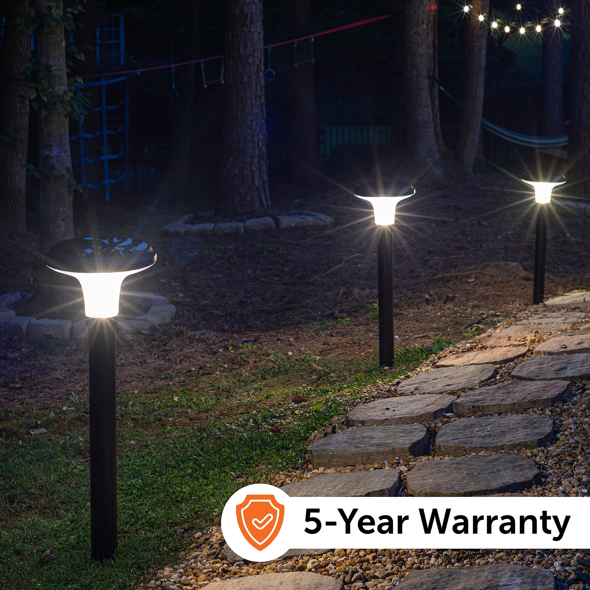 Black Cast Aluminum LED Solar Pathway Light with Dusk to Dawn