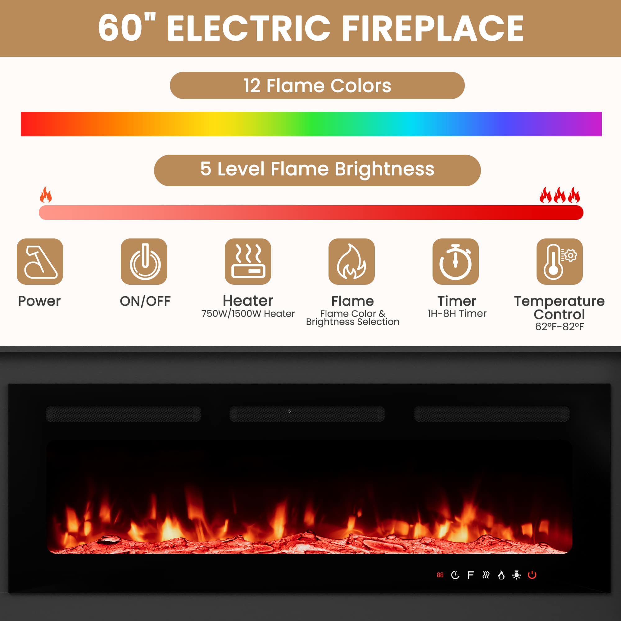 U-HOMY XR-118BK-HM Electric-Fireplaces - View #6