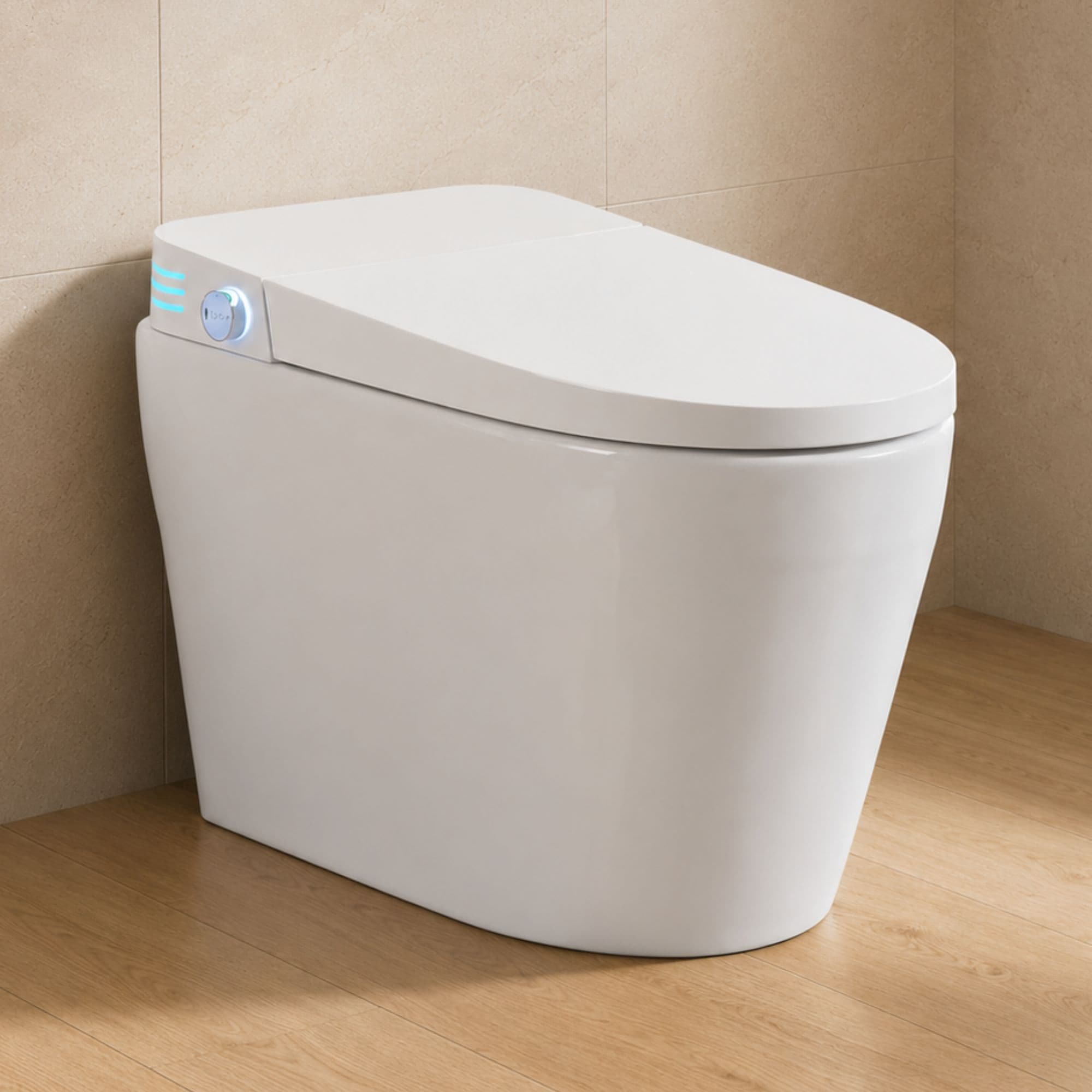 Xspracer - Smart Bidet Toilet 1.28 GPF White Auto Open Close Heated Seat Warm Water Wash Dryer