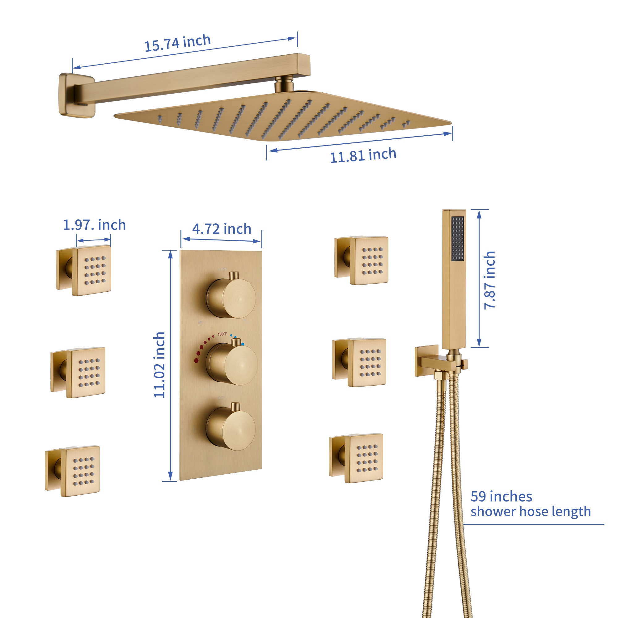 CASAINC EB-W-3-10-BN Showerhead-Bar-Panels - View #10