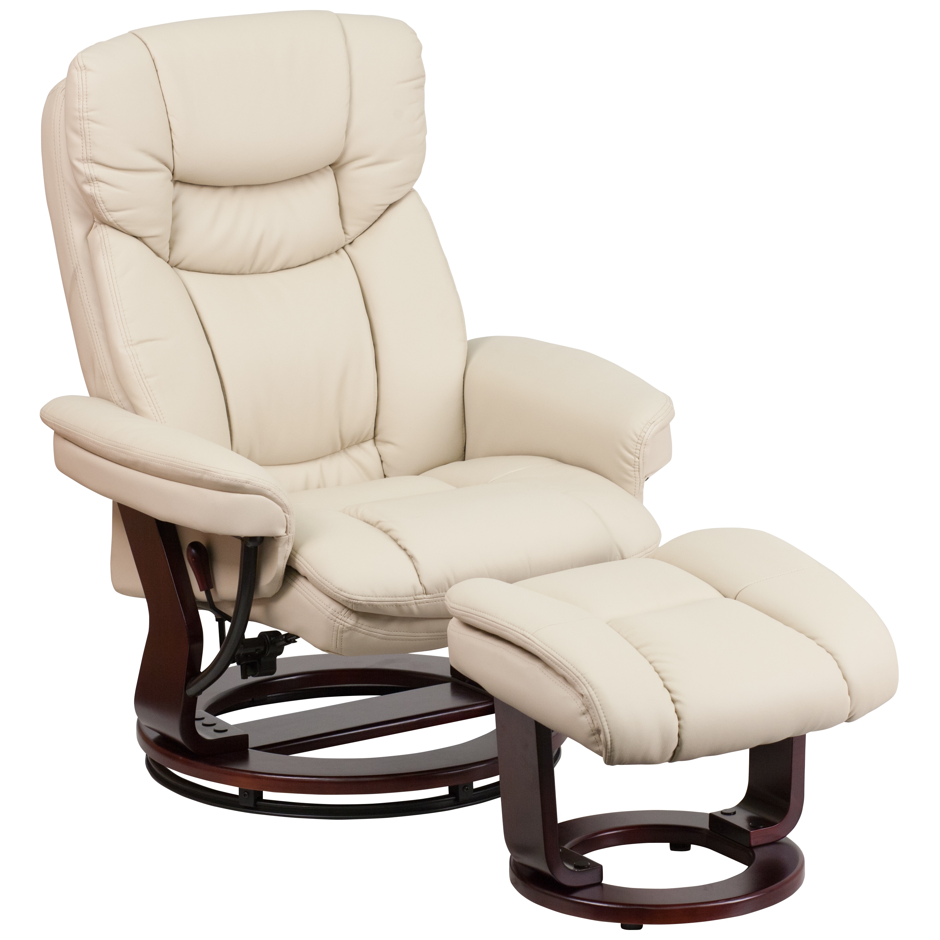 Flash Furniture 889142014775 Beige Faux leather Upholstered Swivel Recliner with Ottoman Set