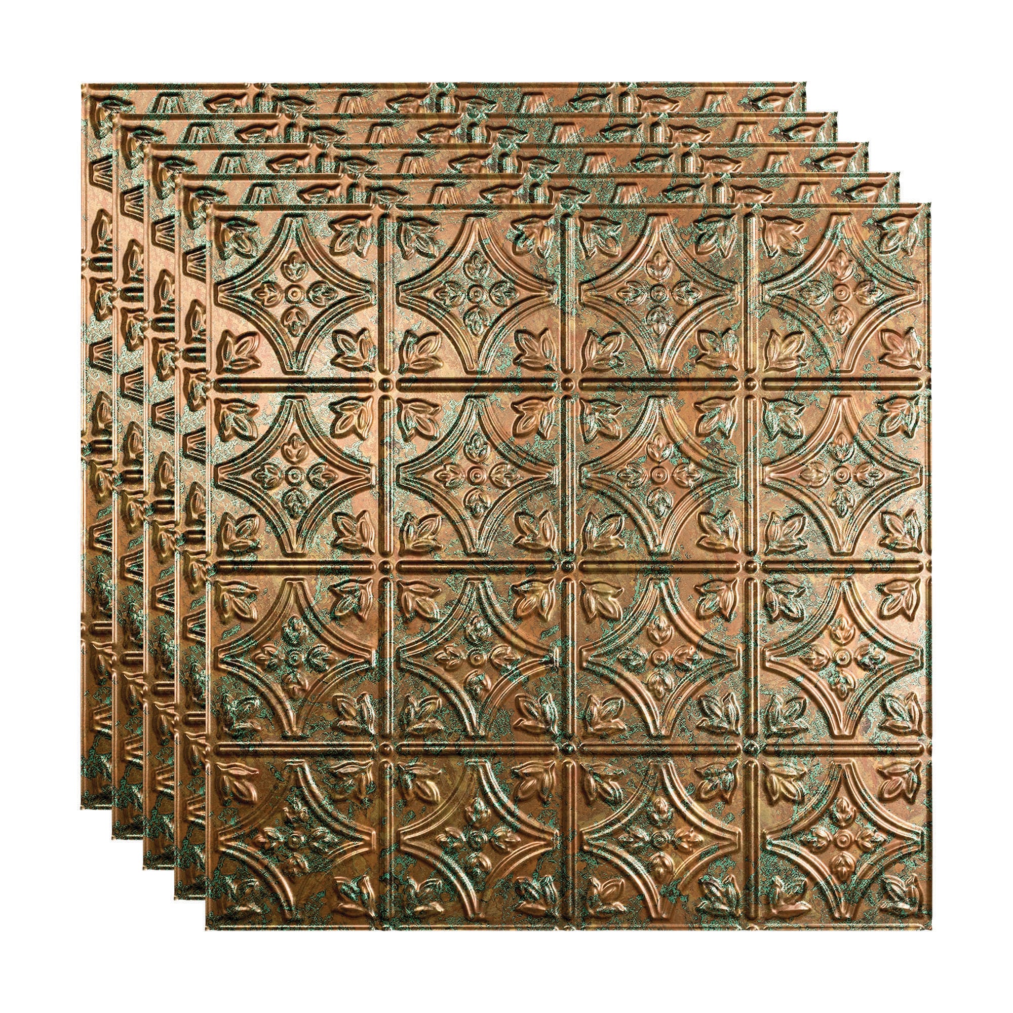 Fasade PL5011 2-ft x 2-ft Traditional 1 Copper Fantasy PVC Drop Ceiling Tile ( 5 -Pack, 20-Sq. Feet / Case )