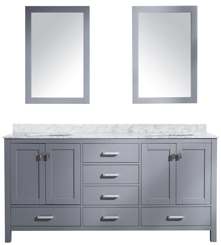 ANZZI Chateau series 72-in Gray Undermount Double Sink Bathroom Vanity ...