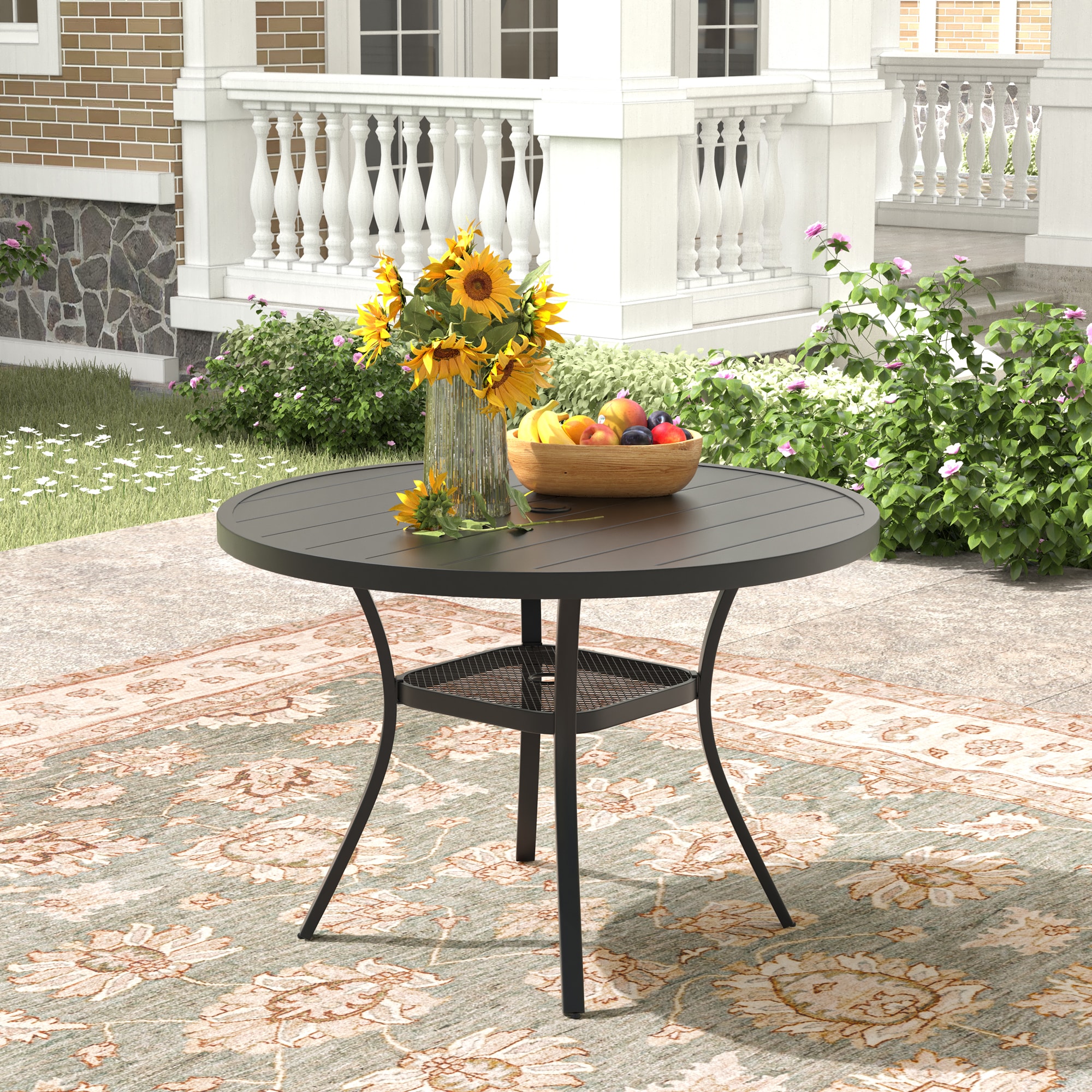 CESICIA GIGA-LS-F36 Patio Tables Square Outdoor Dining Table 41.7-in W x 41.7-in L with Umbrella Hole