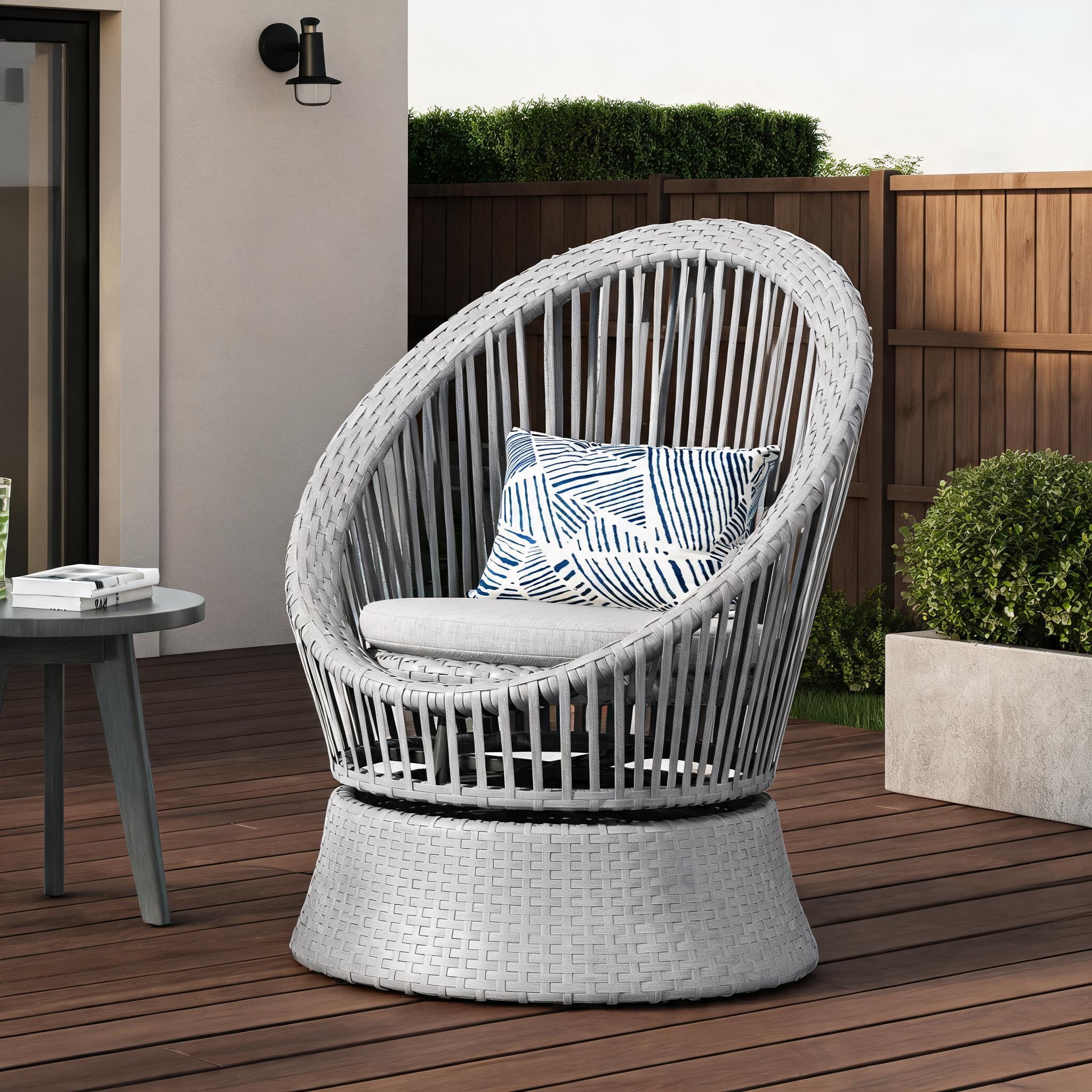 Naturefalls 26.7 Inch Wide Swivel Lounge Chair Contemporary Gray-Toned ...