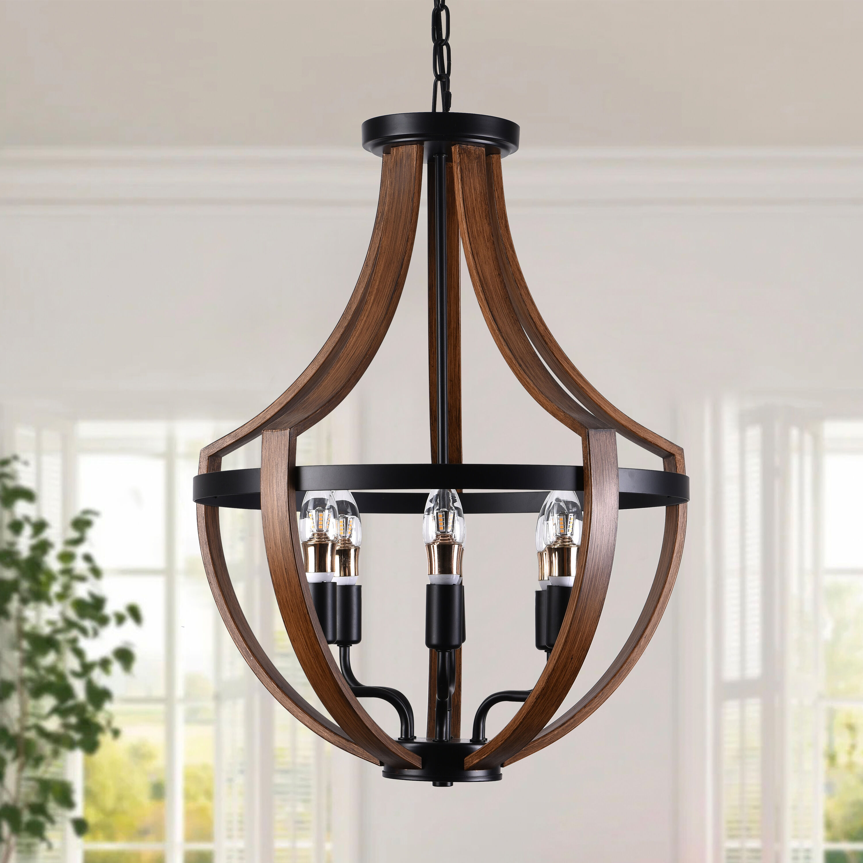 Aiwen 6 Light Black Rustic Globe Medium Hanging Pendant Light In The Pendant Lighting Department 7756