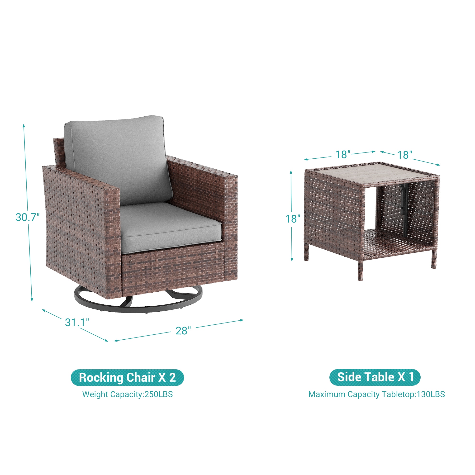 ACEGOSES LW-2R-BGY-T3 Patio-Conversation-Sets - View #2
