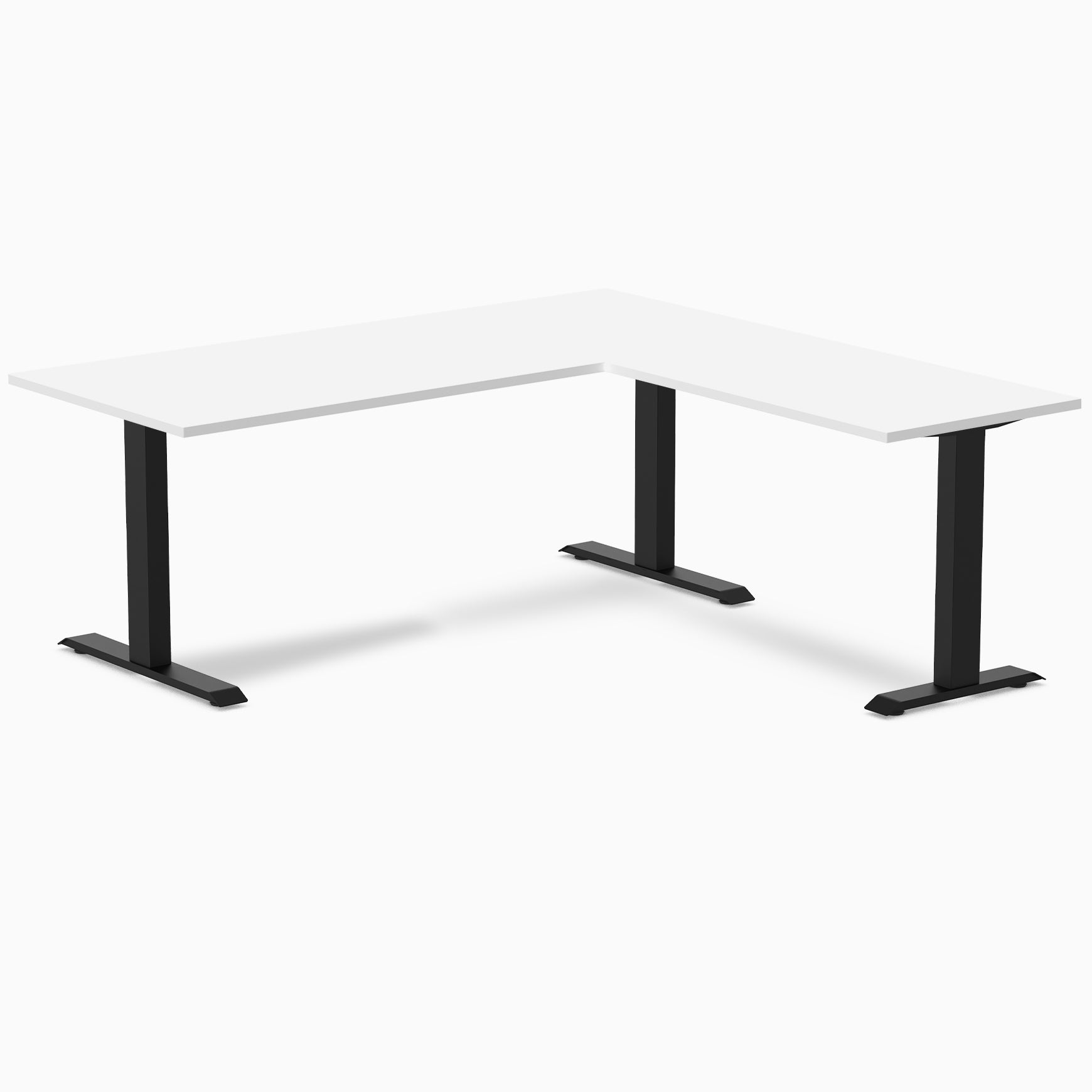 Desky  Zero Laminate L-Shape Office Desk - Prime Oak / 59 x 29.5 x 61 x 19.7 inches with Grommets / Matte Black