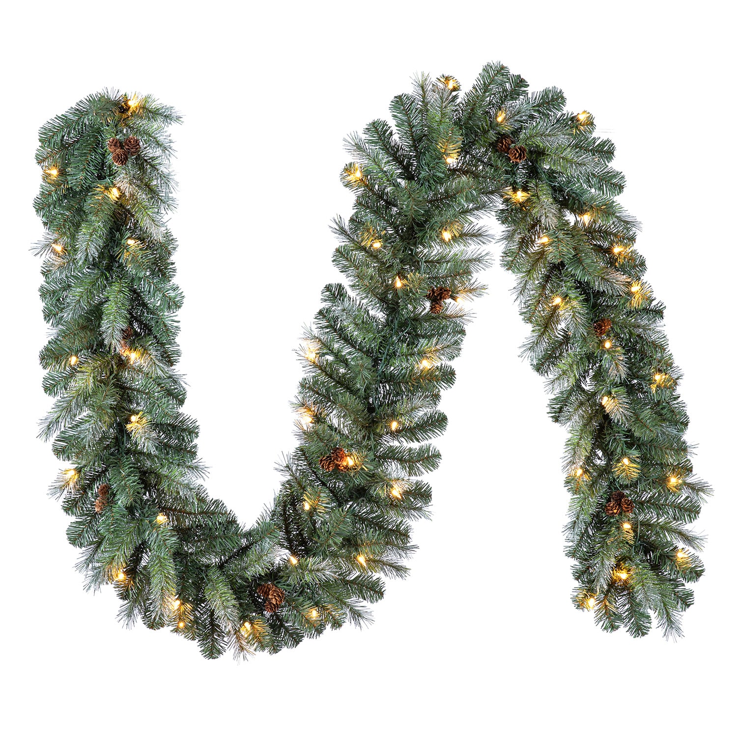 Light Garland with Snowy Pine Cones Christmas 108in. Lighted Faux Garland