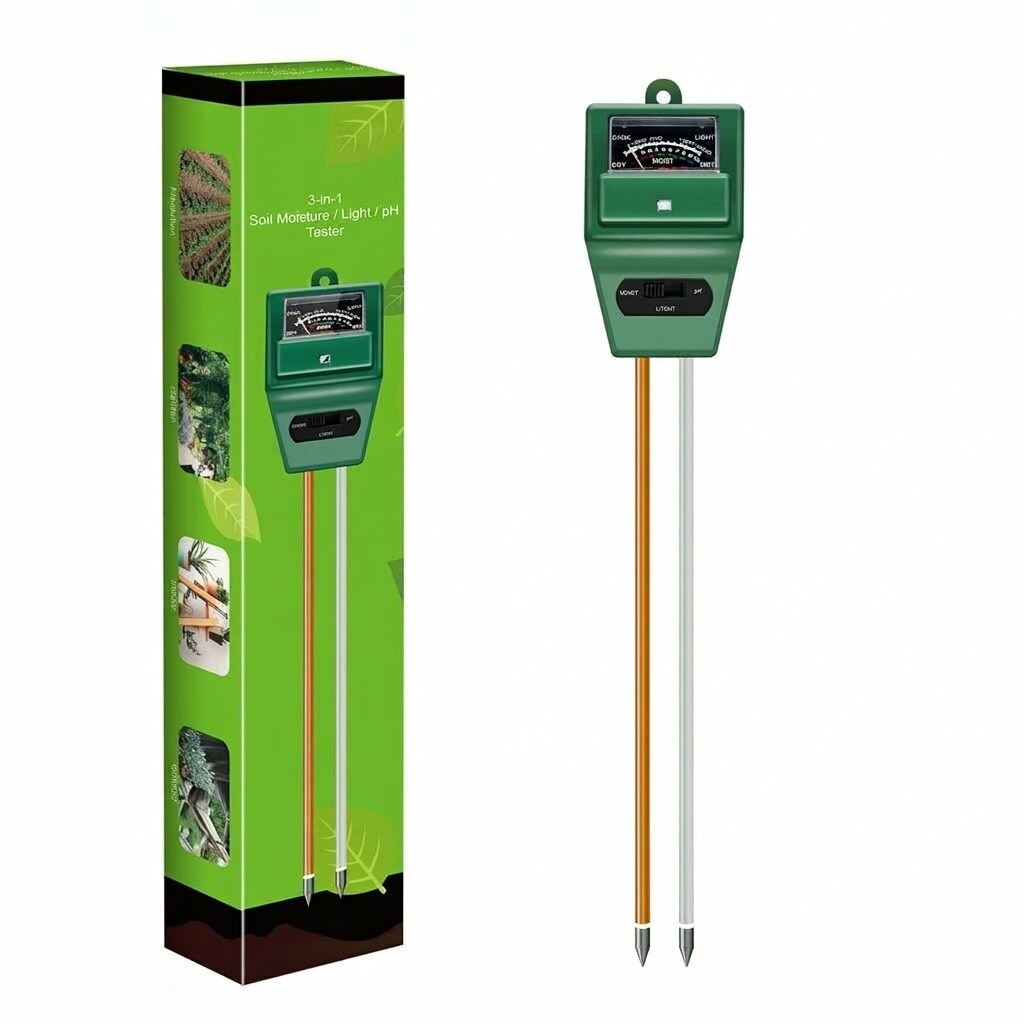 ITOPFOX  Soil pH Meter 3 in 1 Soil Moisture Light and pH Tester Kit for Garden Lawn Farm Indoor Outdoor Plant Care Accurate Results Green