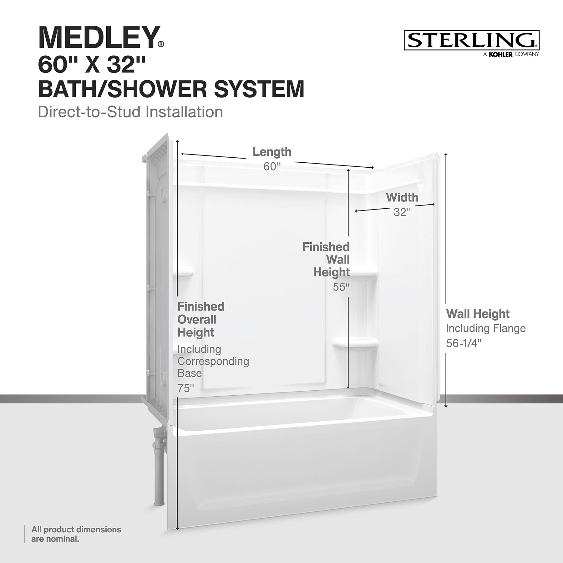 Sterling 71324800-0 Bathtub-Wall-Surrounds - View #7