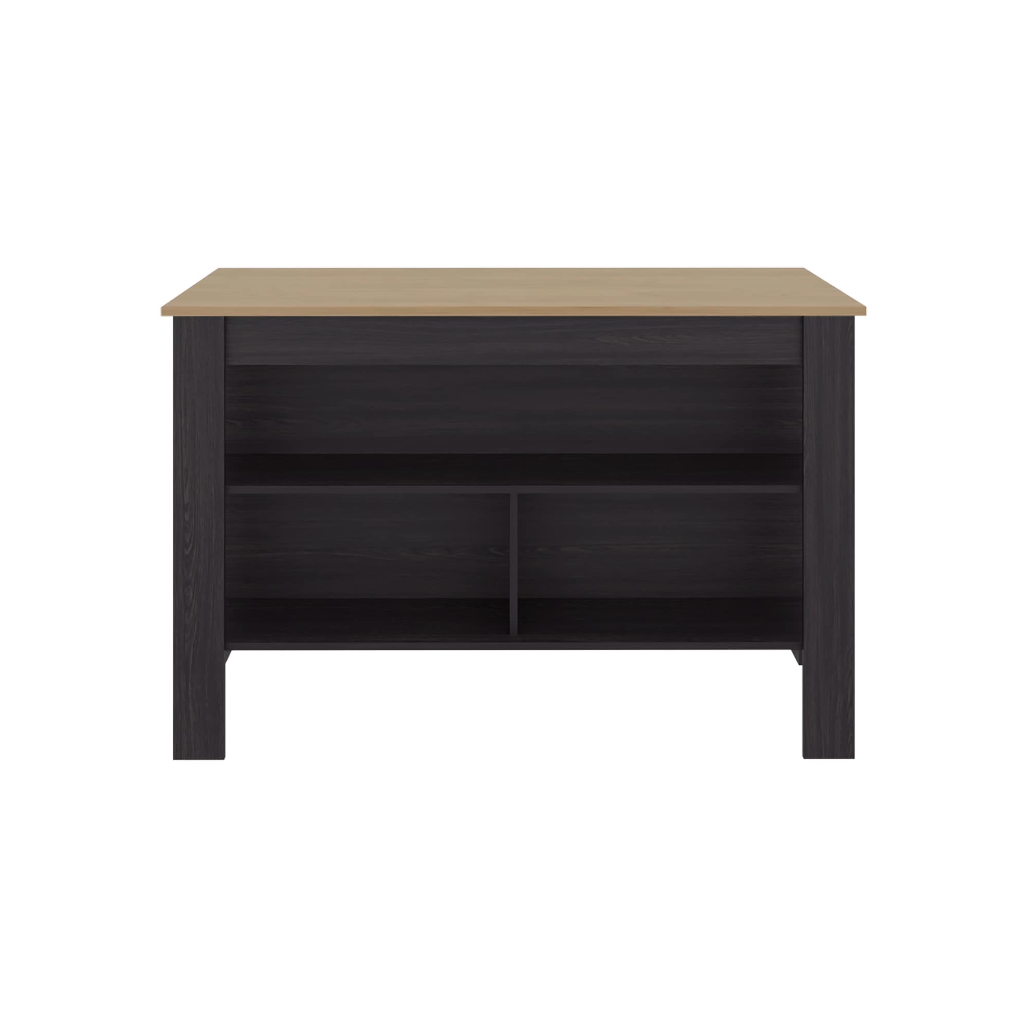 Wooakway - Freestanding Kitchen Island with 3 Open Storage Shelves Spacious Countertop 4 Sturdy L...