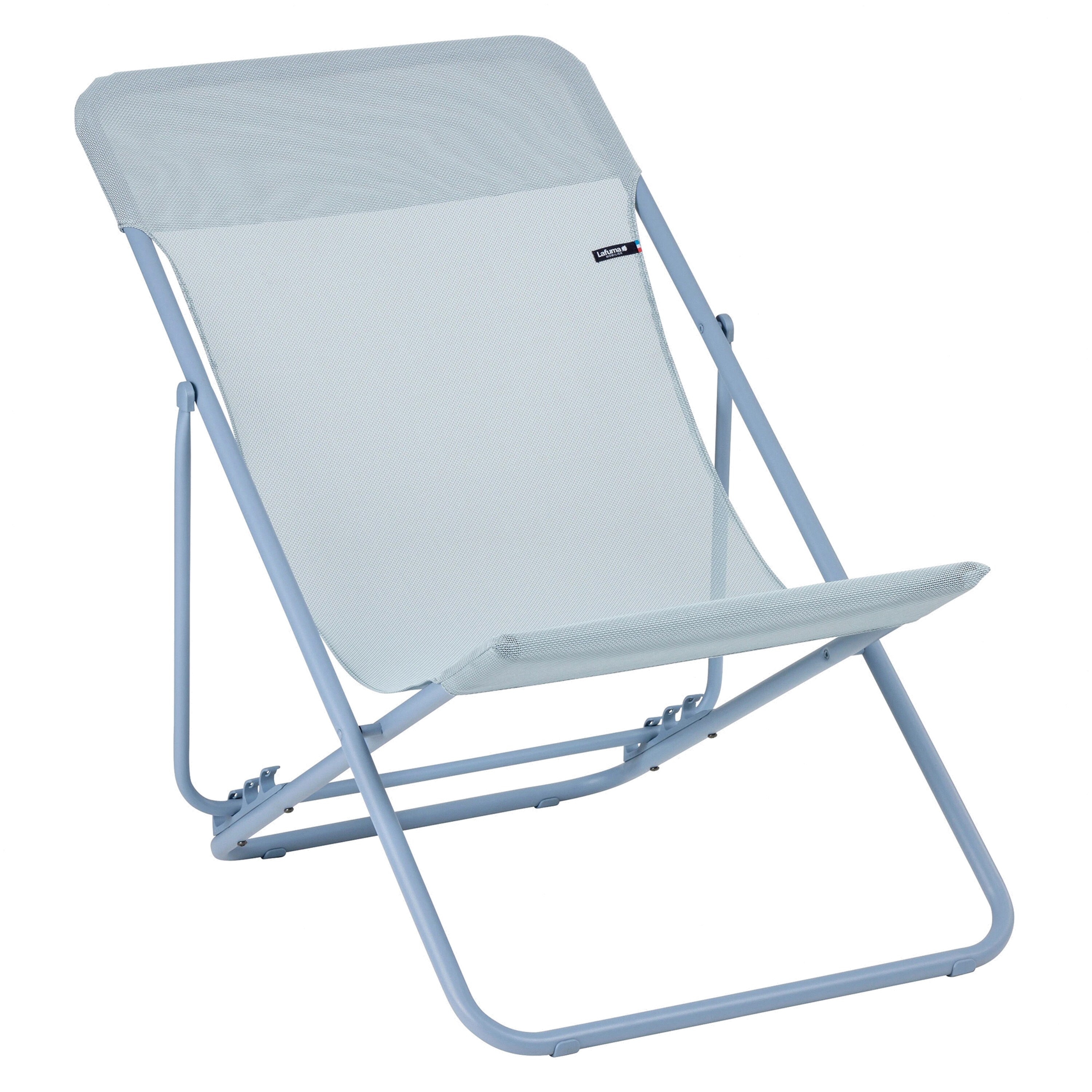 Lafuma 314760 Set of 2 Blue Steel Frame Glider Recliner Chair with Blue Mesh Seat