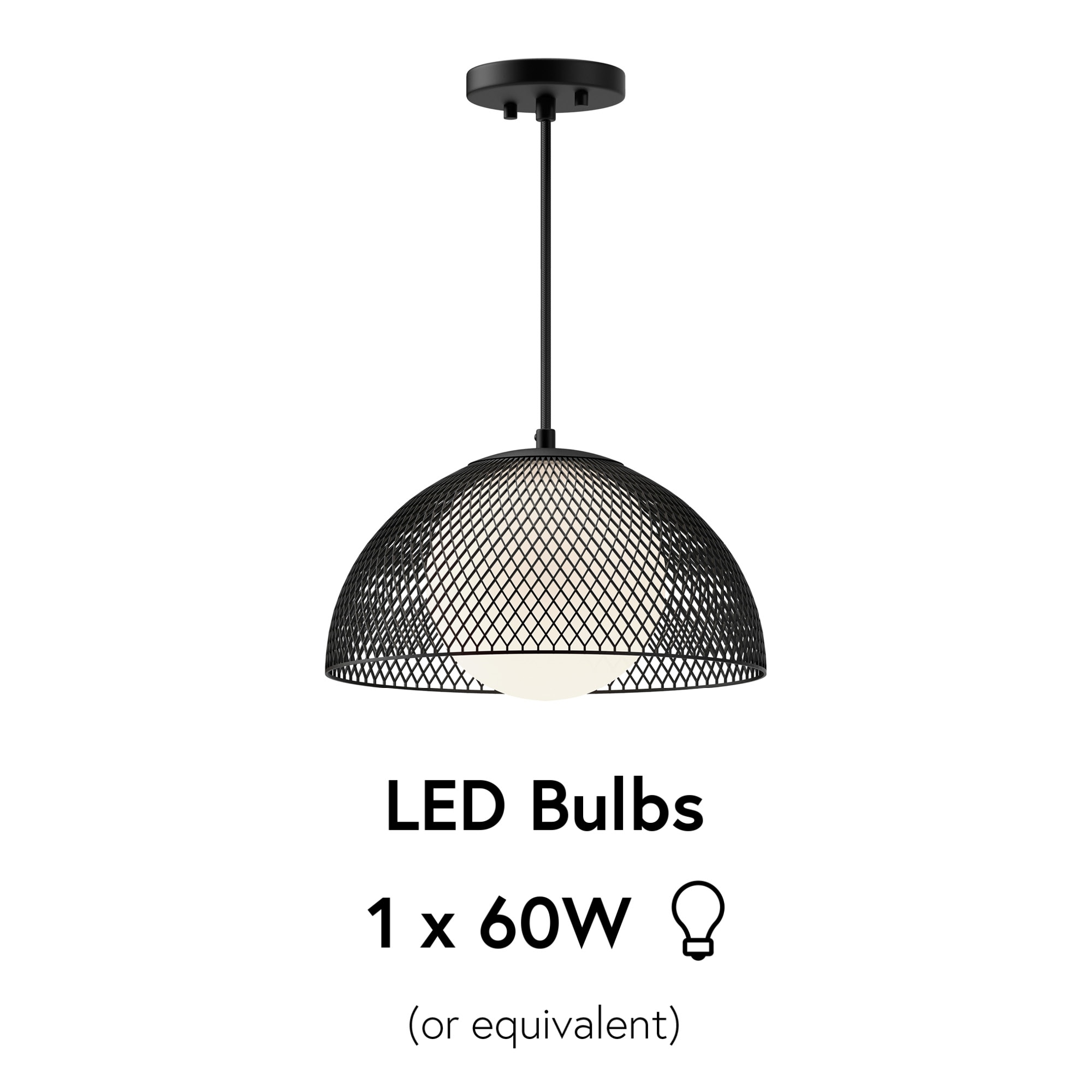 Boston Loft Furnishings Matte Black Modern/Contemporary Dome LED Pendant Light