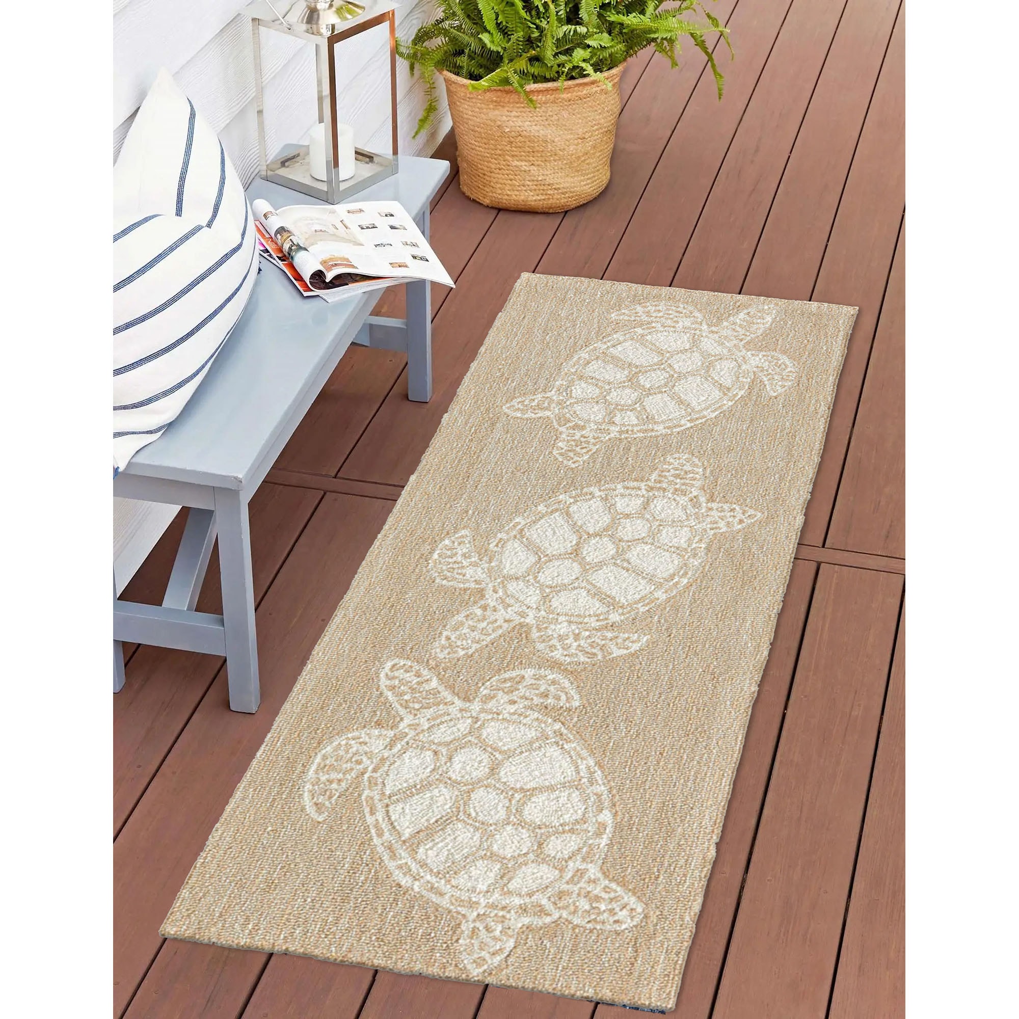 Liora Manne CAPR5163412 Capri 2 x 5 (ft) Tufted Polyester Neutral Rectangular Indoor/Outdoor Coastal Runner rug