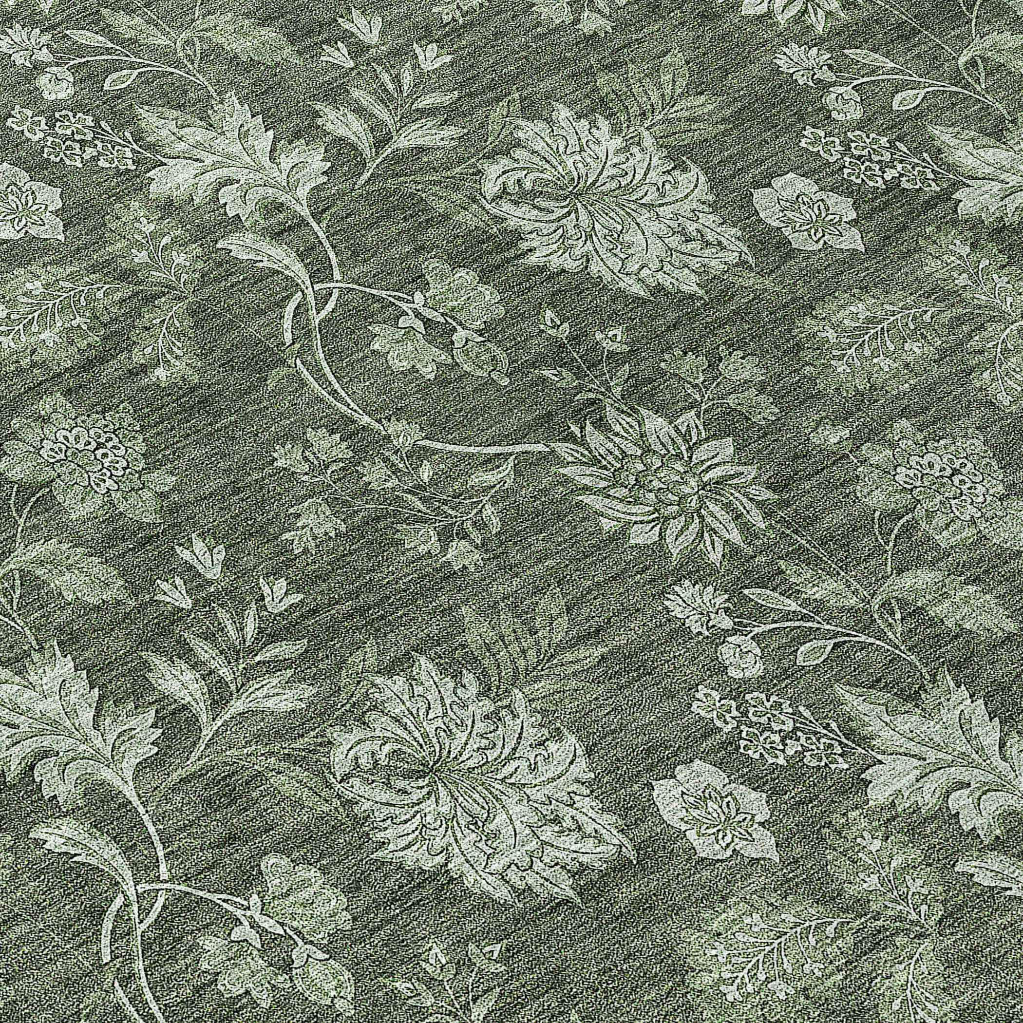 Olive Floral Pattern Indoor Outdoor Area Rug 2'6" x 3'10"