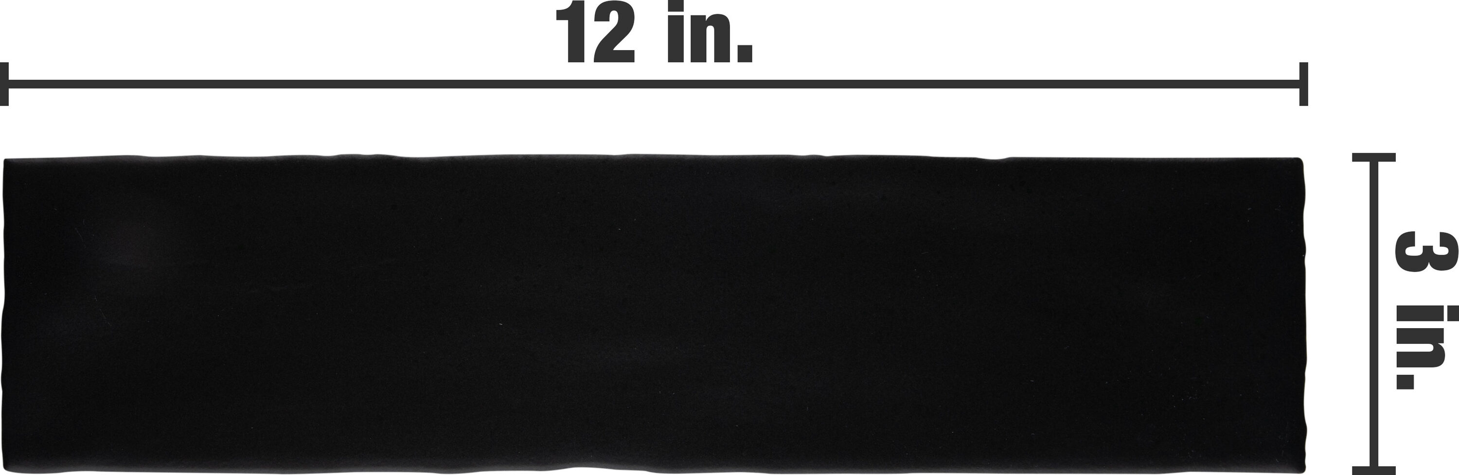 Castillo Matte Black 3" x 12" Ceramic Subway Wall Tile