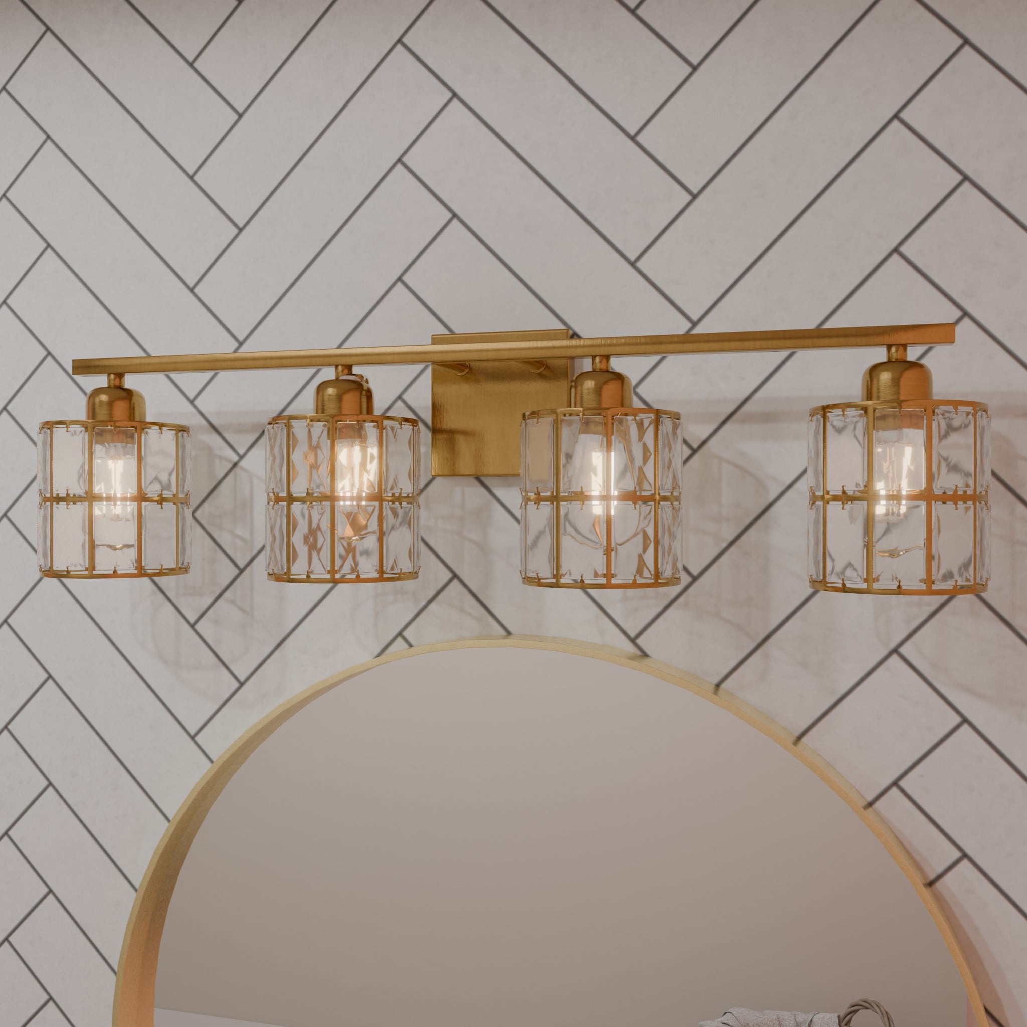 Quoizel GIB8630AB Gibson 29.5-in 4 -Light Brass Glam Vanity light