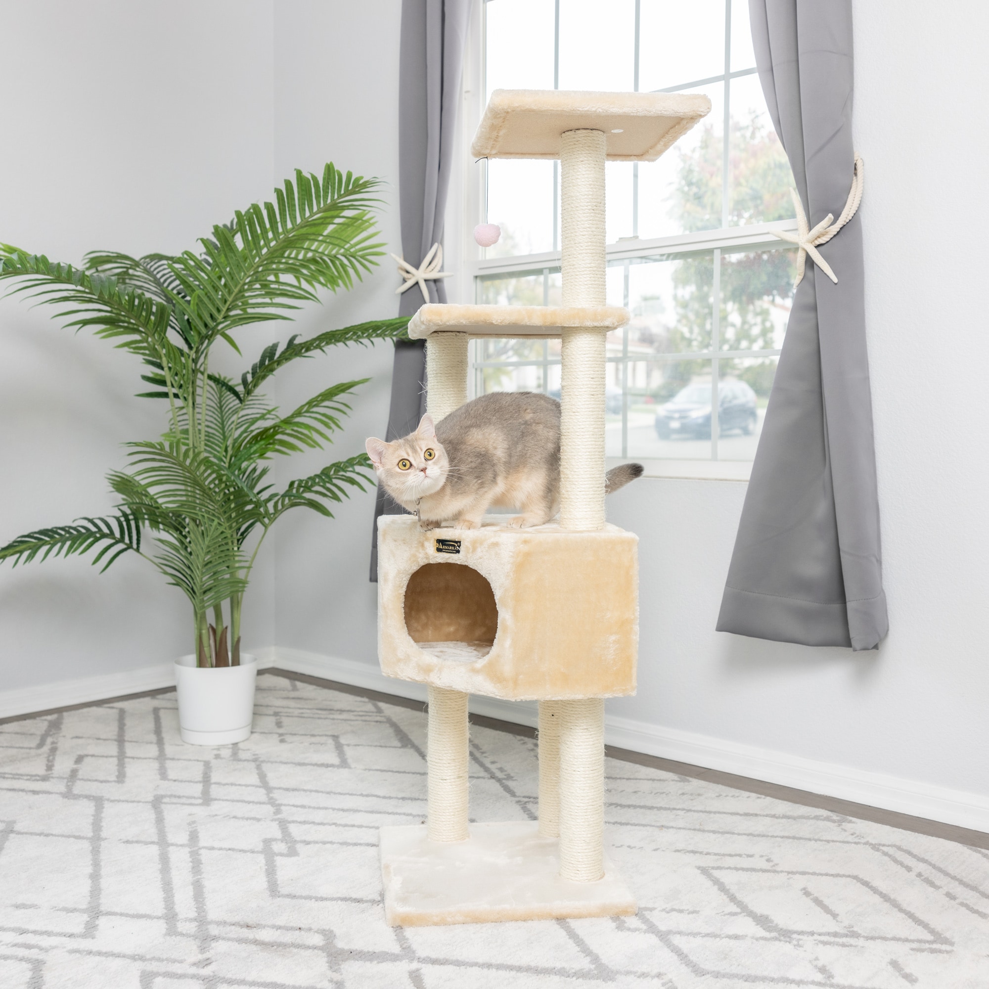 Armarkat 52-in x 20-in Brown Faux Fur Cat Tree in the Cat Trees ...