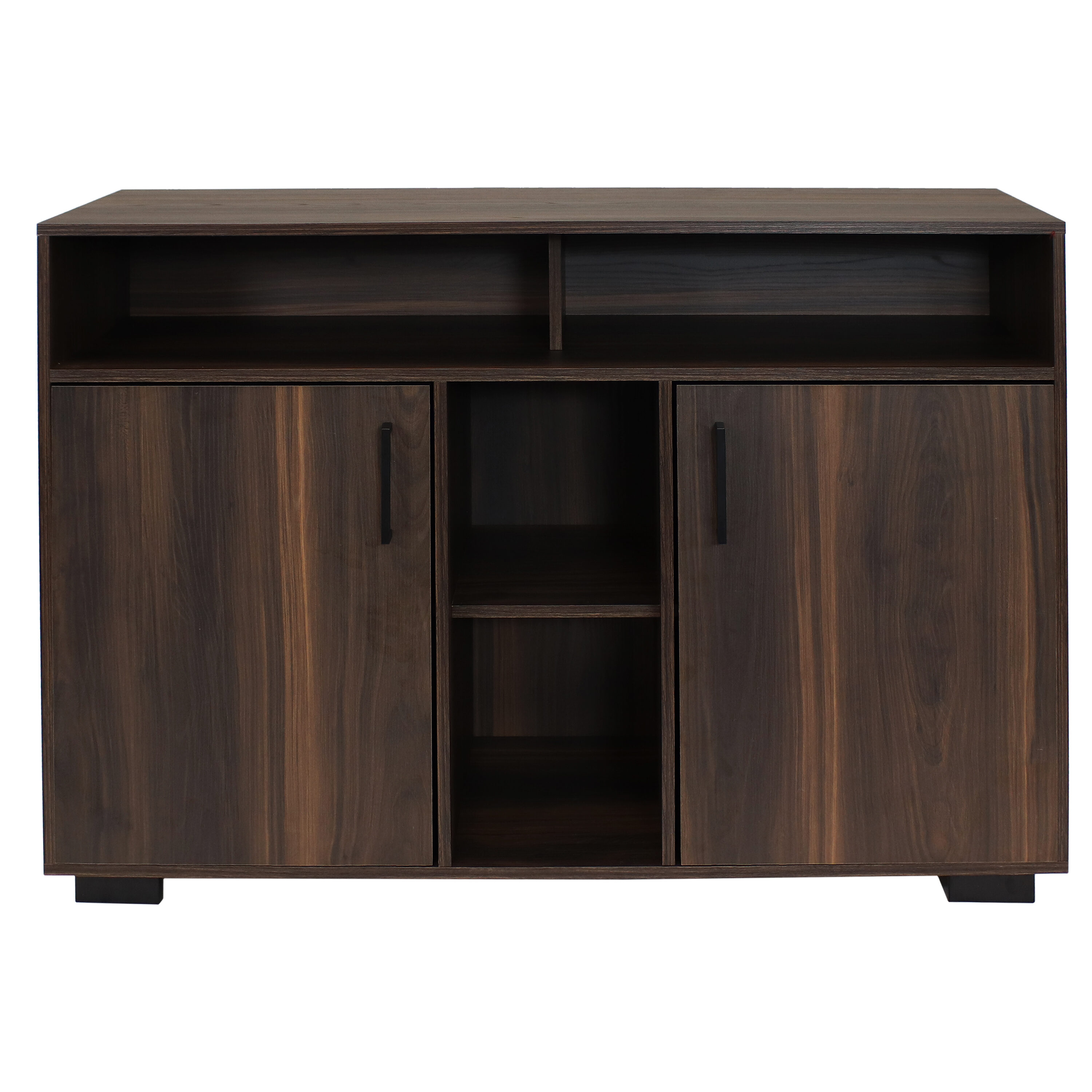 Anthony Coffee Brown Pine MDF Sideboard Buffet Cabinet with Shelves