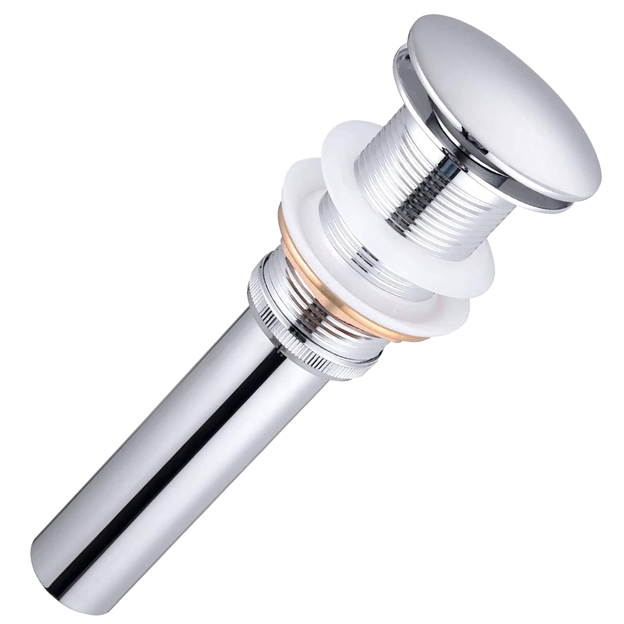 Yescom 81DRN003-BR40-CHR-LO Universal Bathroom Pop up Drain Vessel Sink Drain Solid Brass Kitchen Sink Drains Tub Basin Polished Chrome
