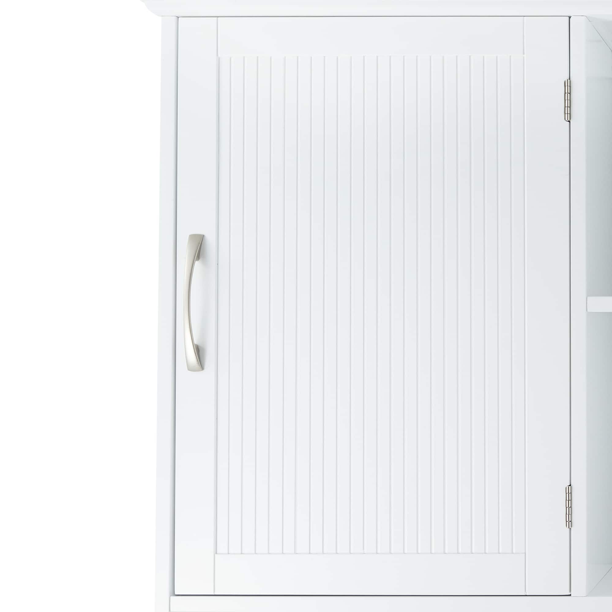White Wooden Over-the-Toilet Cabinet with Adjustable Shelves