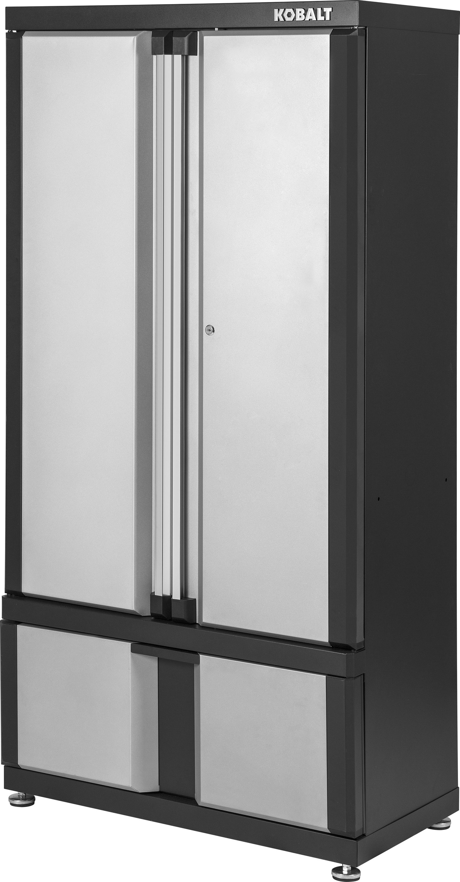 Steel Freestanding Garage Cabinet in Silver (36-in W x 72-in H x 18.5-in D) | - Kobalt 19005