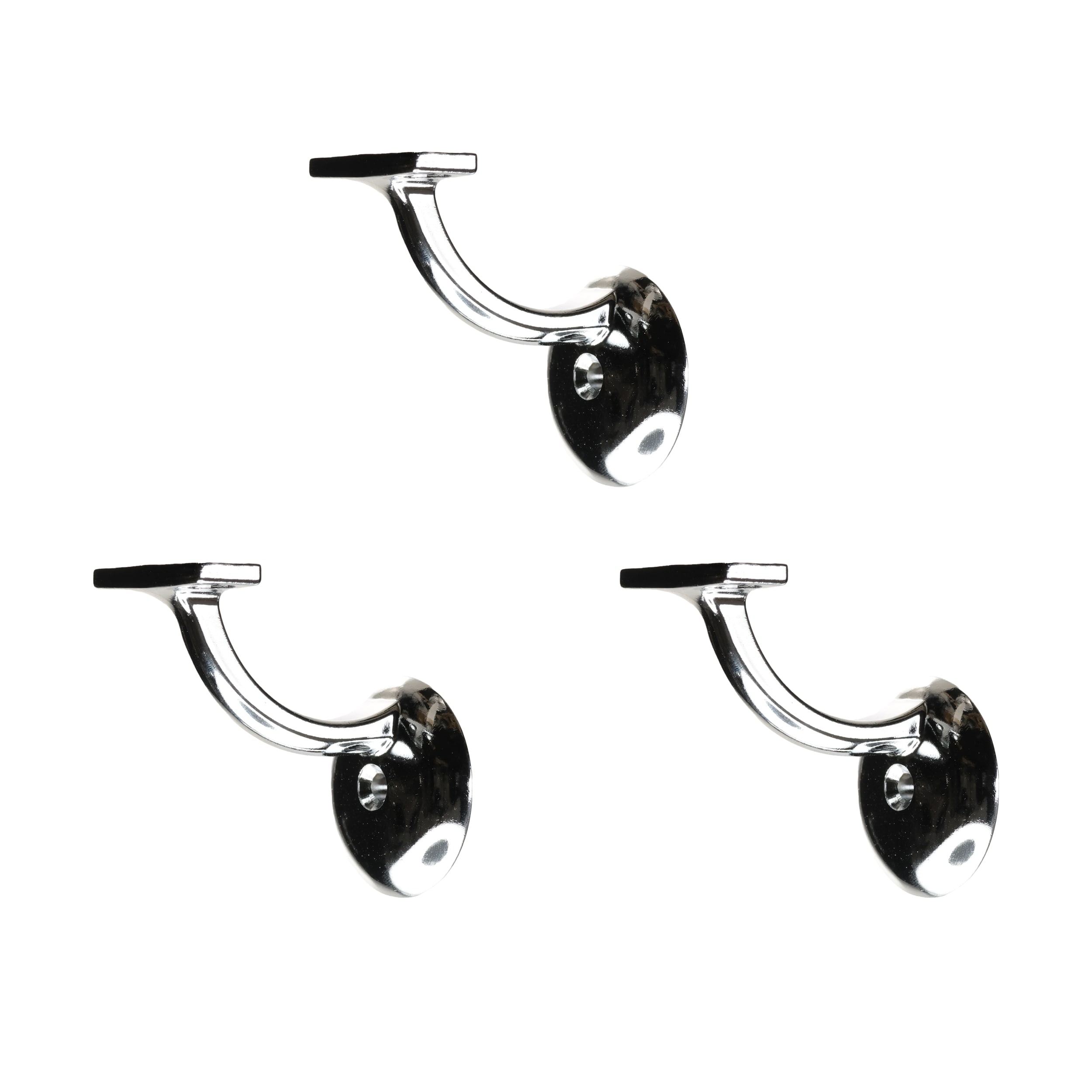RELIABILT WG3003BC 2.75-Inches x 3-Inches Bright Chrome (3-Pack) Finished Zinc alloy Handrail bracket