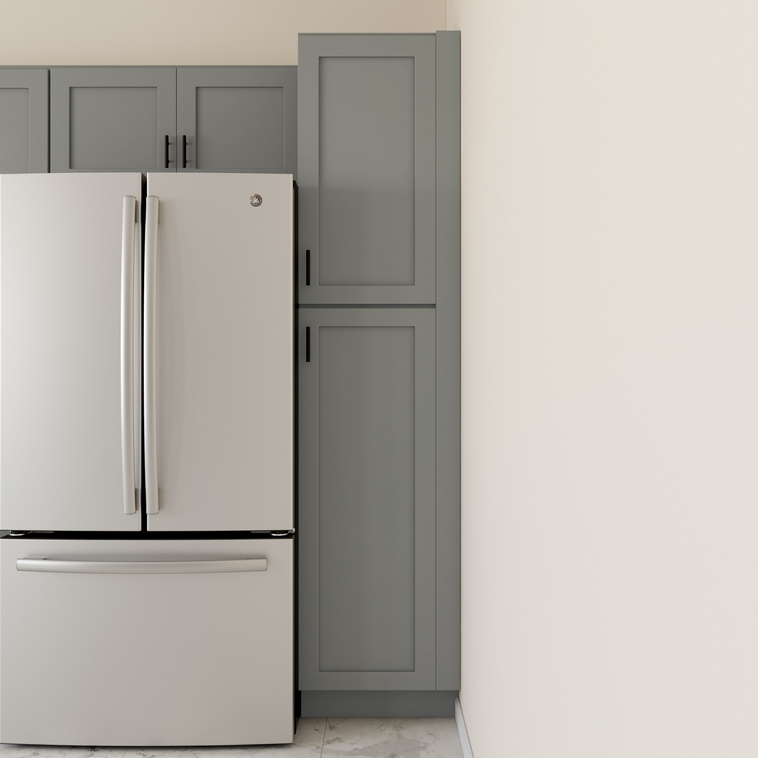 RELIABILT Overlake 18-in W x 90-in H x 24-in D Gray Pantry Ready To Assemble Plywood Cabinet (Recessed Panel Shaker Door Style)