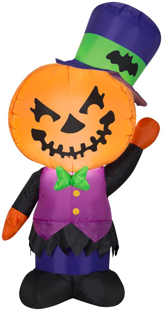 Gemmy 4-ft Lighted Jack-o-Lantern Inflatable in the Outdoor Halloween ...