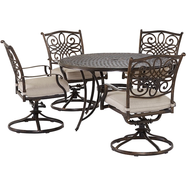 5 Piece Bronze Bistro Patio Set, Patio Furniture Dining Set Swivel Chairs