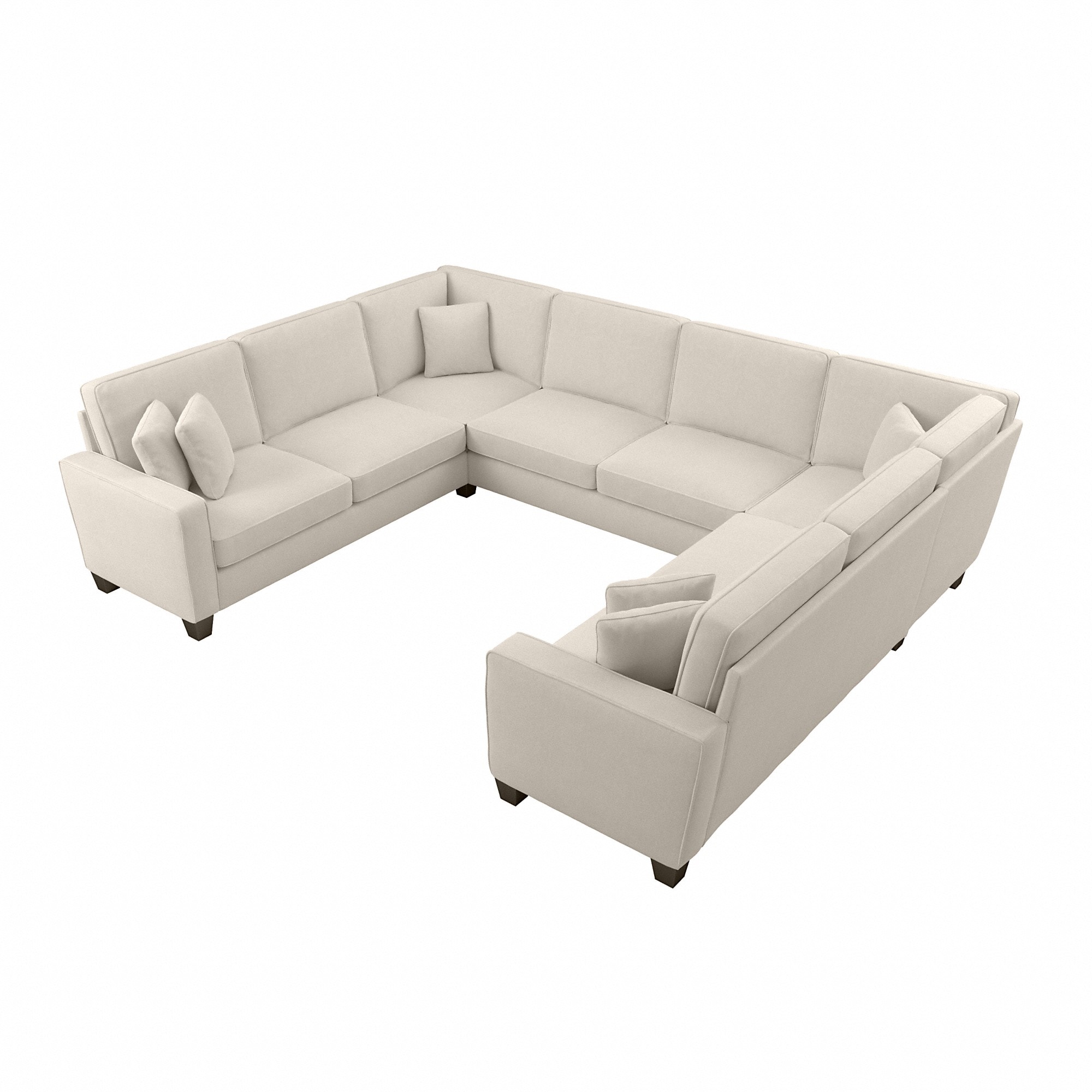 Bush Furniture SNY123SCRH-03K Stockton 125-in Modern Cream Herringbone Fabric Sectional