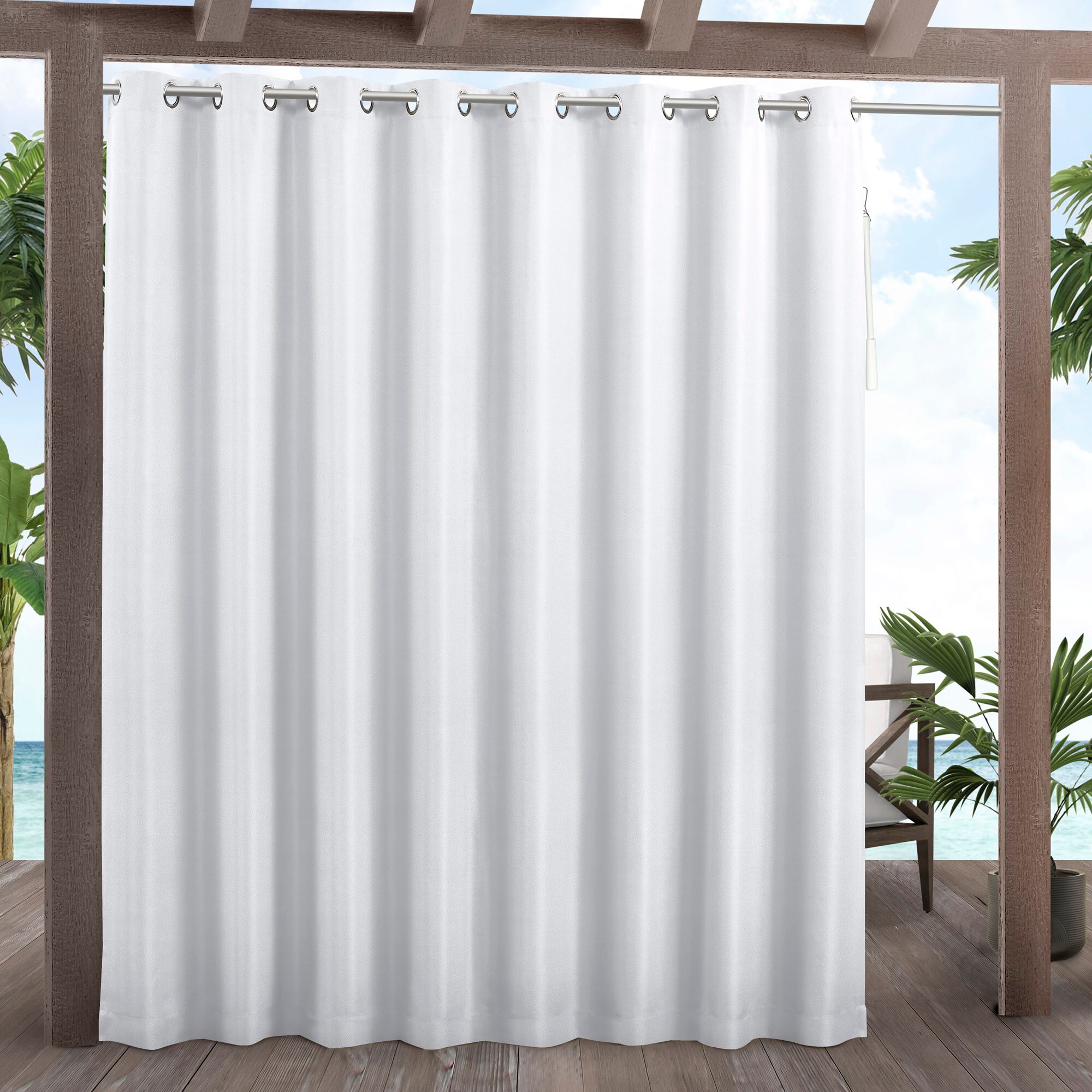 Exclusive Home YA012637DSEHC1 100 84-in Winter White Light Filtering Grommet Single Curtain Panel