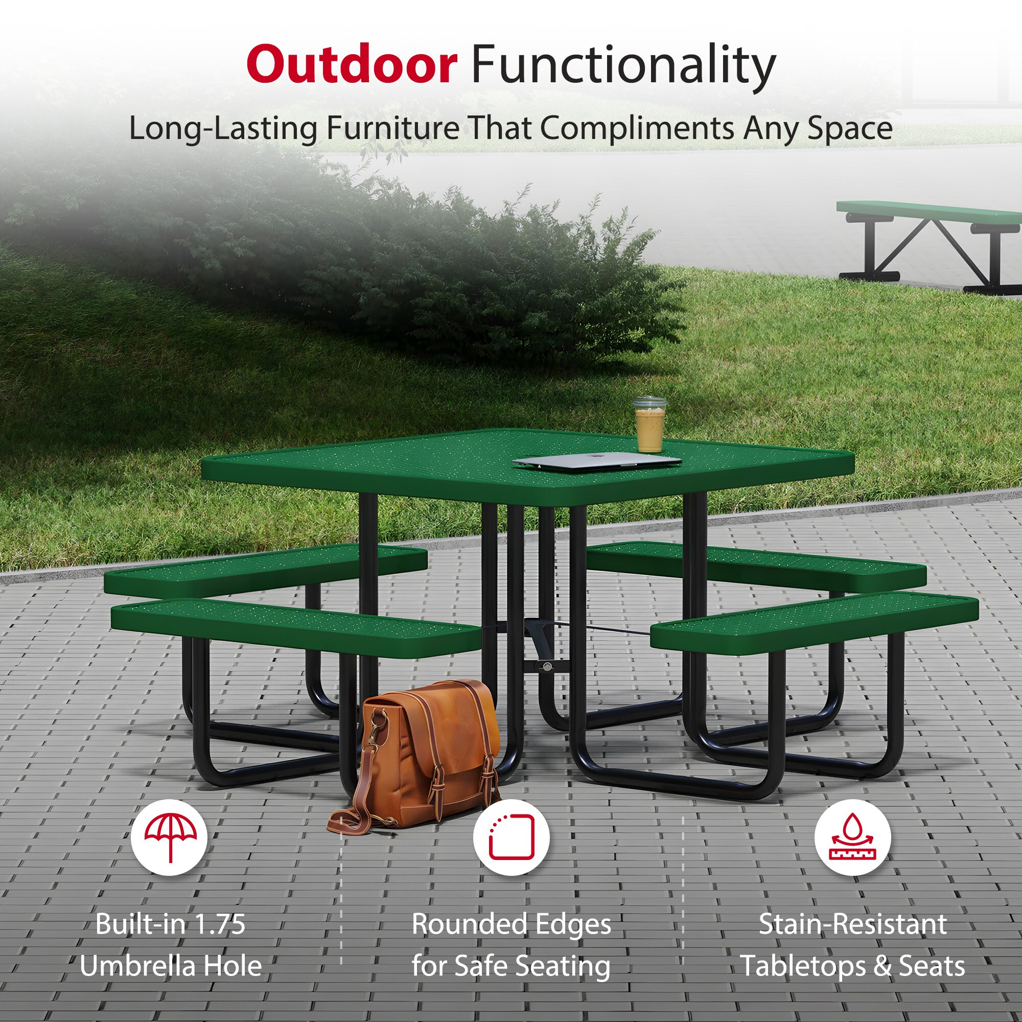 LeisureCraft T46SQP-GREEN Picnic-Tables - View #4