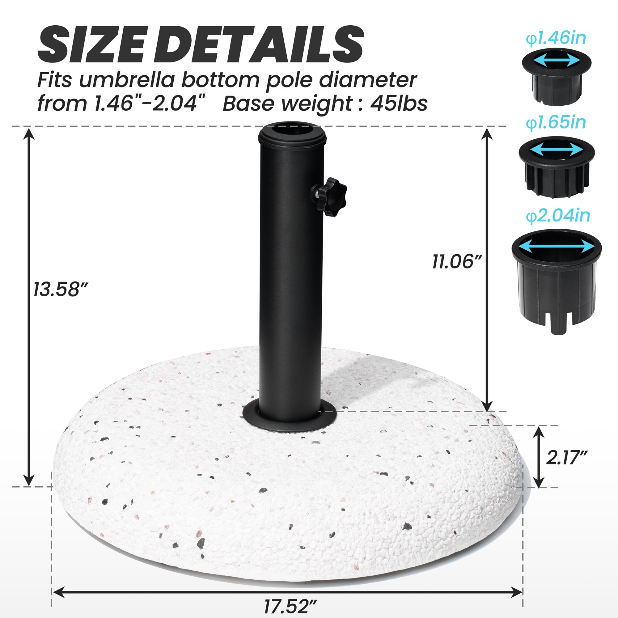 Crestlive Products 45lbs Heavy Duty Cement Market Umbrella base White ...