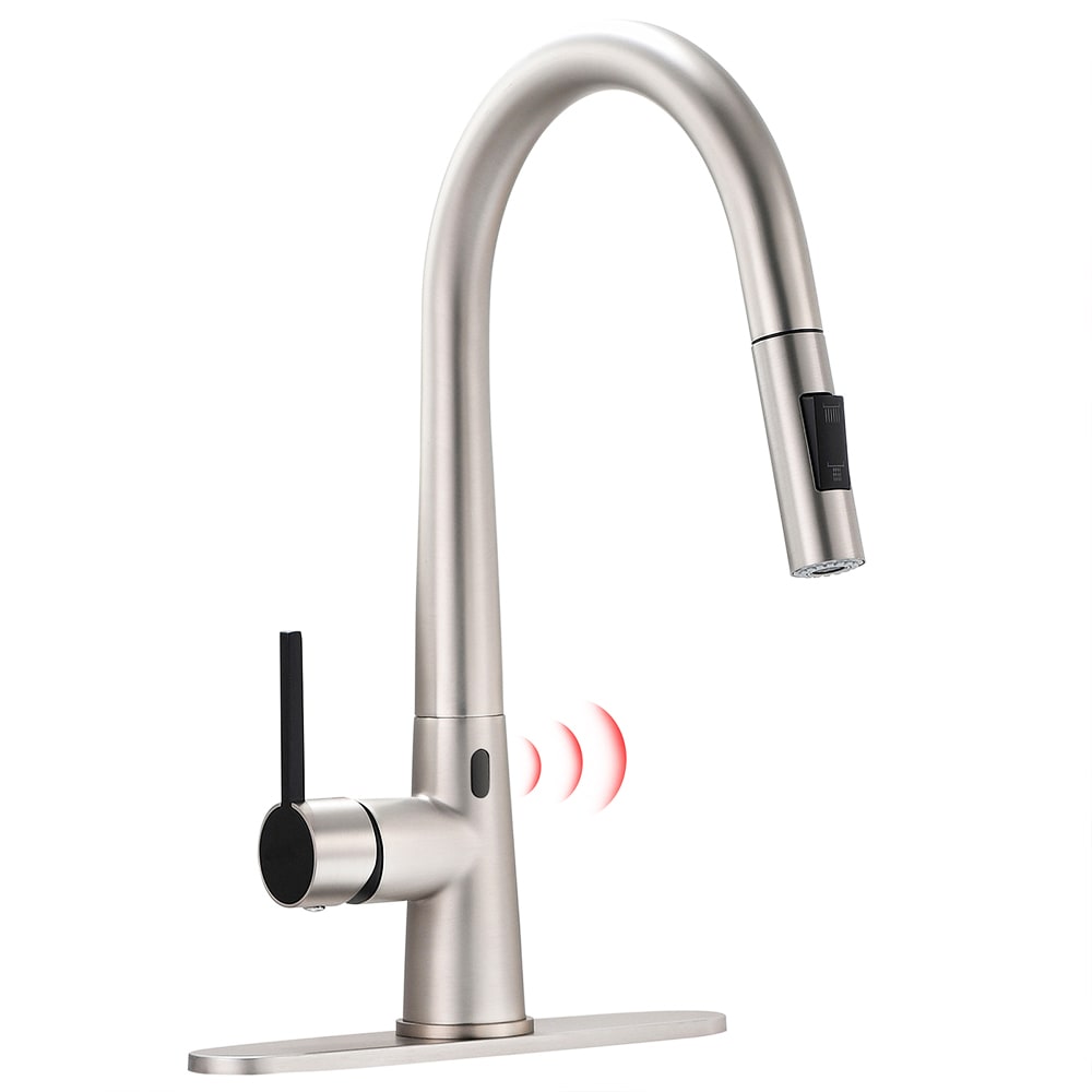 Fapully FA-B-1012N-IS Brushed Nickel Single Handle Deck-mount Pull-out Kitchen Faucet with Sprayer ( Deck Plate Included )