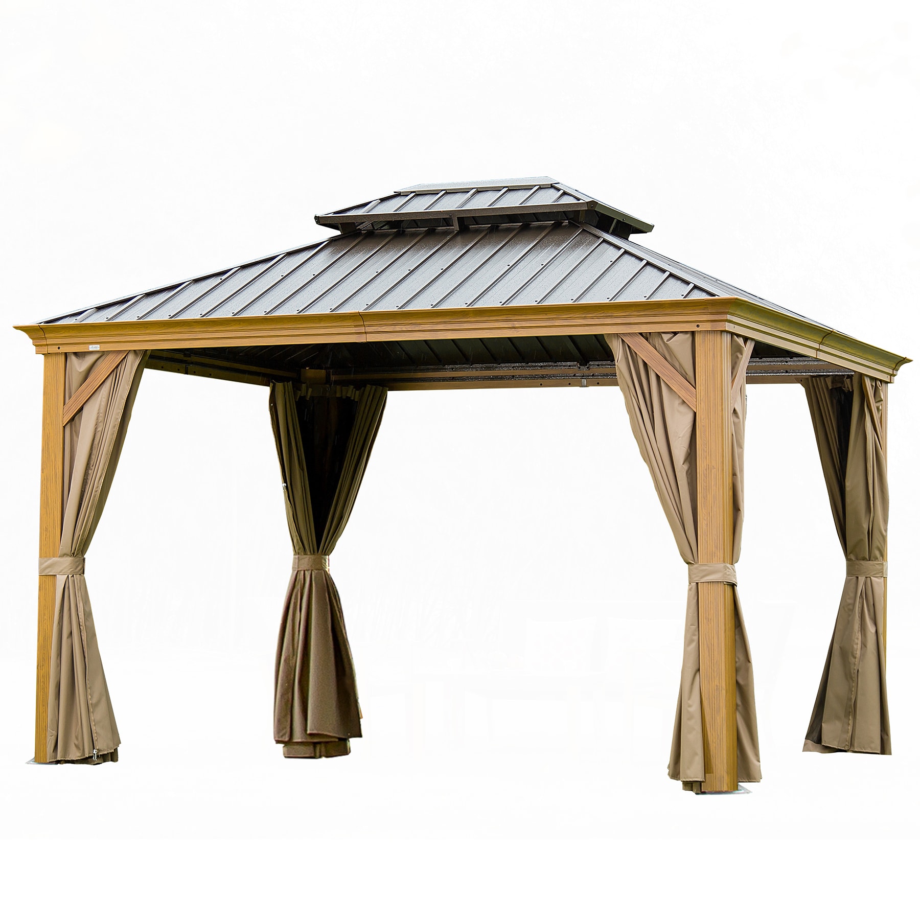 JIMSMAISON BOCPCG18Y-BRO 14-ft x 12-ft Yellow Brown Rectangle Hardtop Steel Roof (Screen Included)