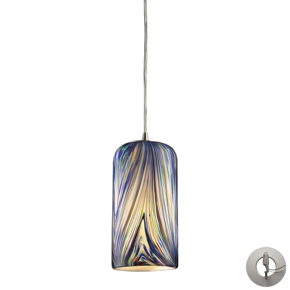 Westmore Lighting Asteria Satin Nickel Transitional Art Glass Cylinder ...