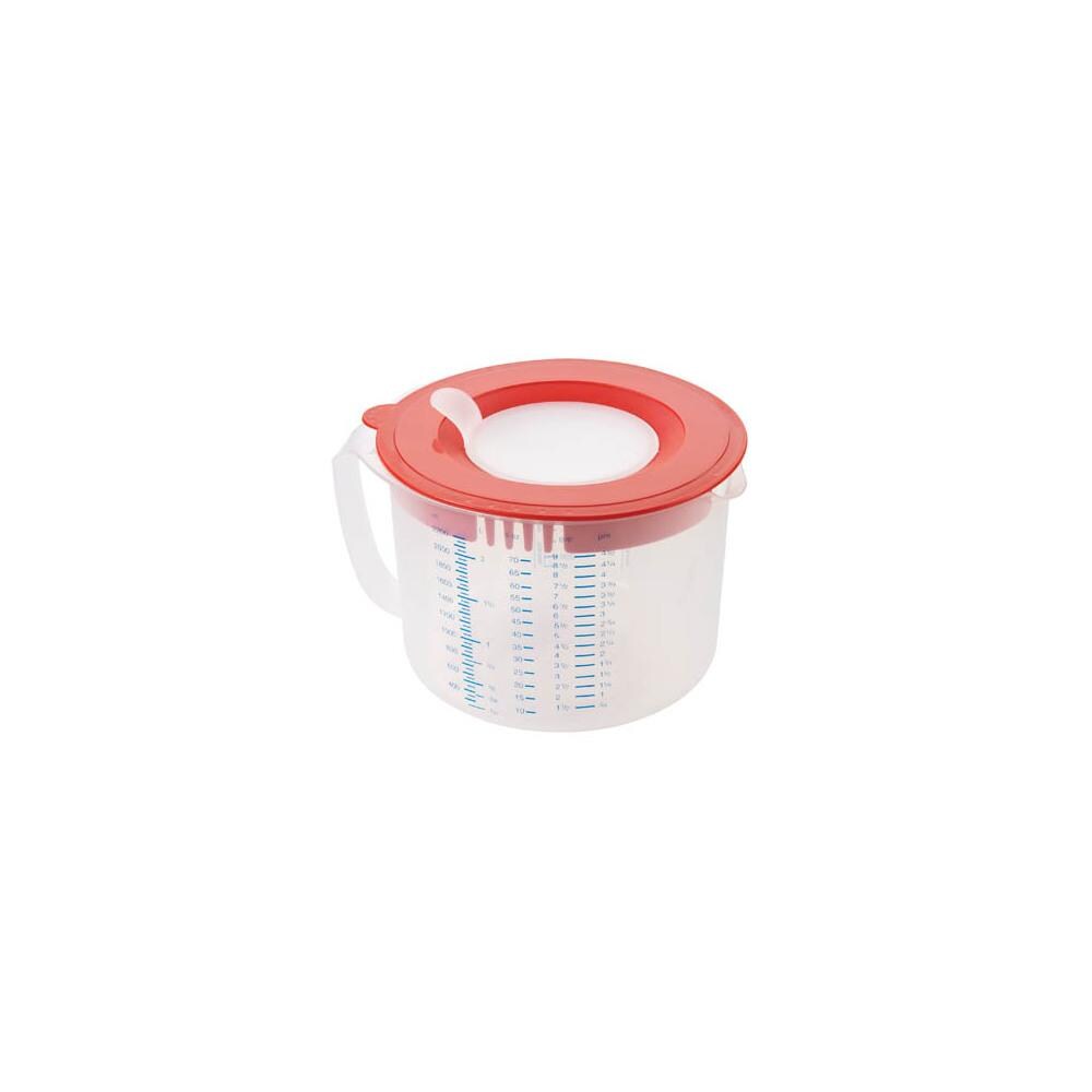 Household Essentials RTL331383  03169 3 In 1 Measuring -Cup White Red Lid 2.2 L